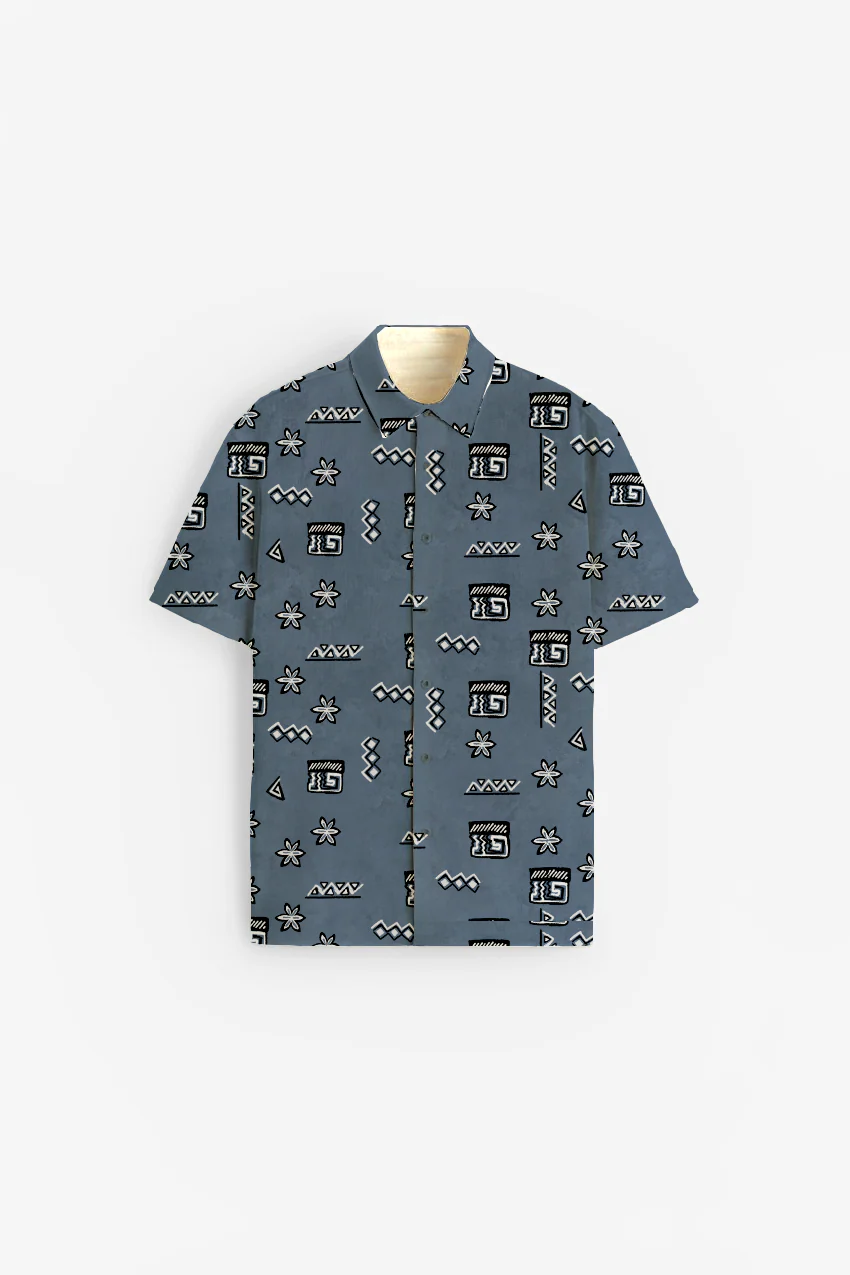 African culture print short sleeve shirt - Image 2