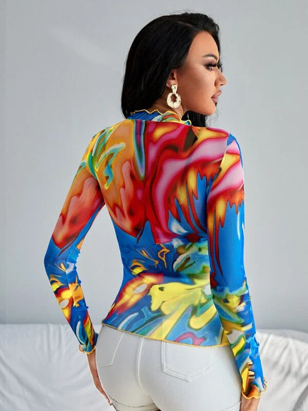 Artistic Multi Color Mesh Top - Image 3
