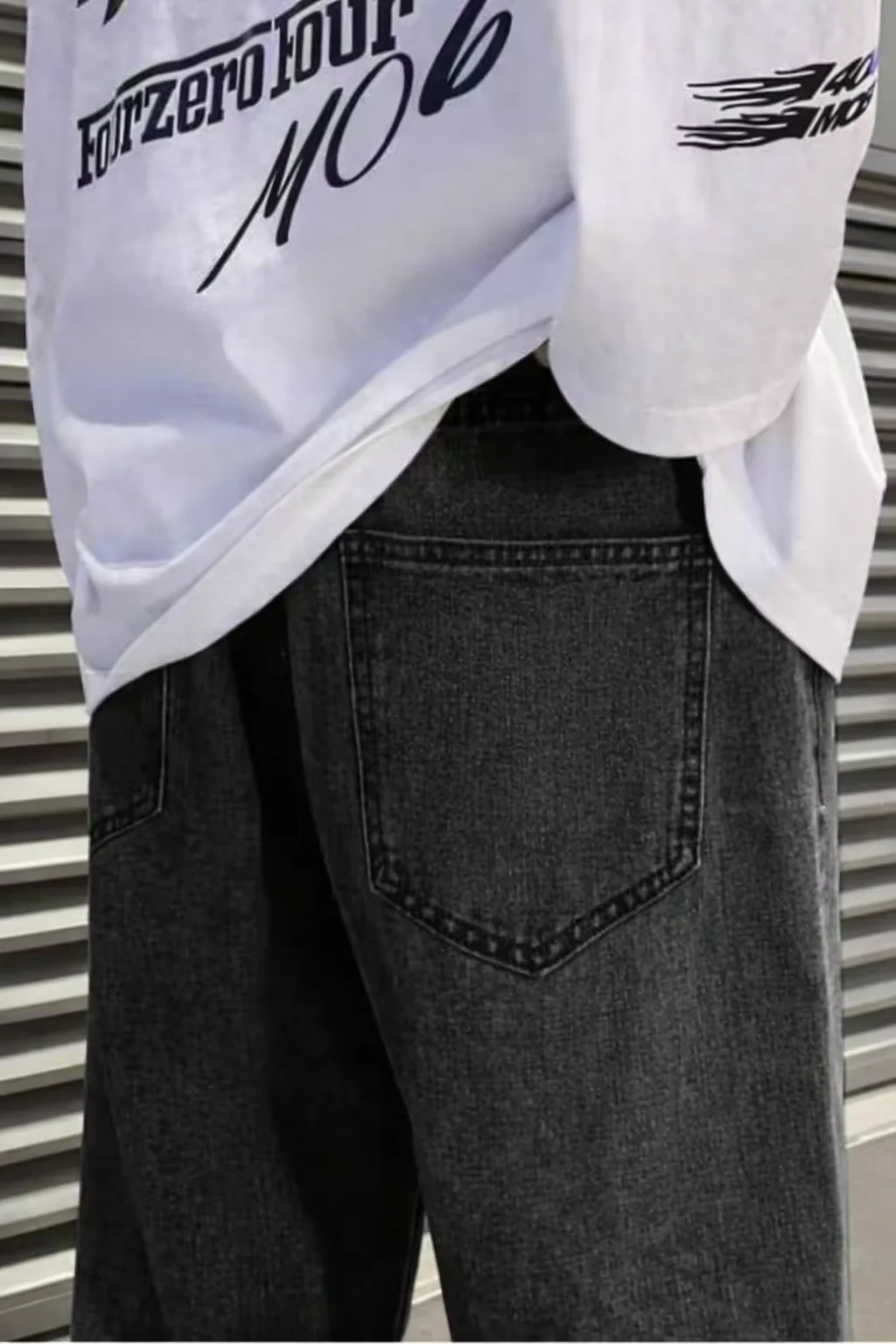 Ash Black Baggy Fit Rigid Jeans - Image 5