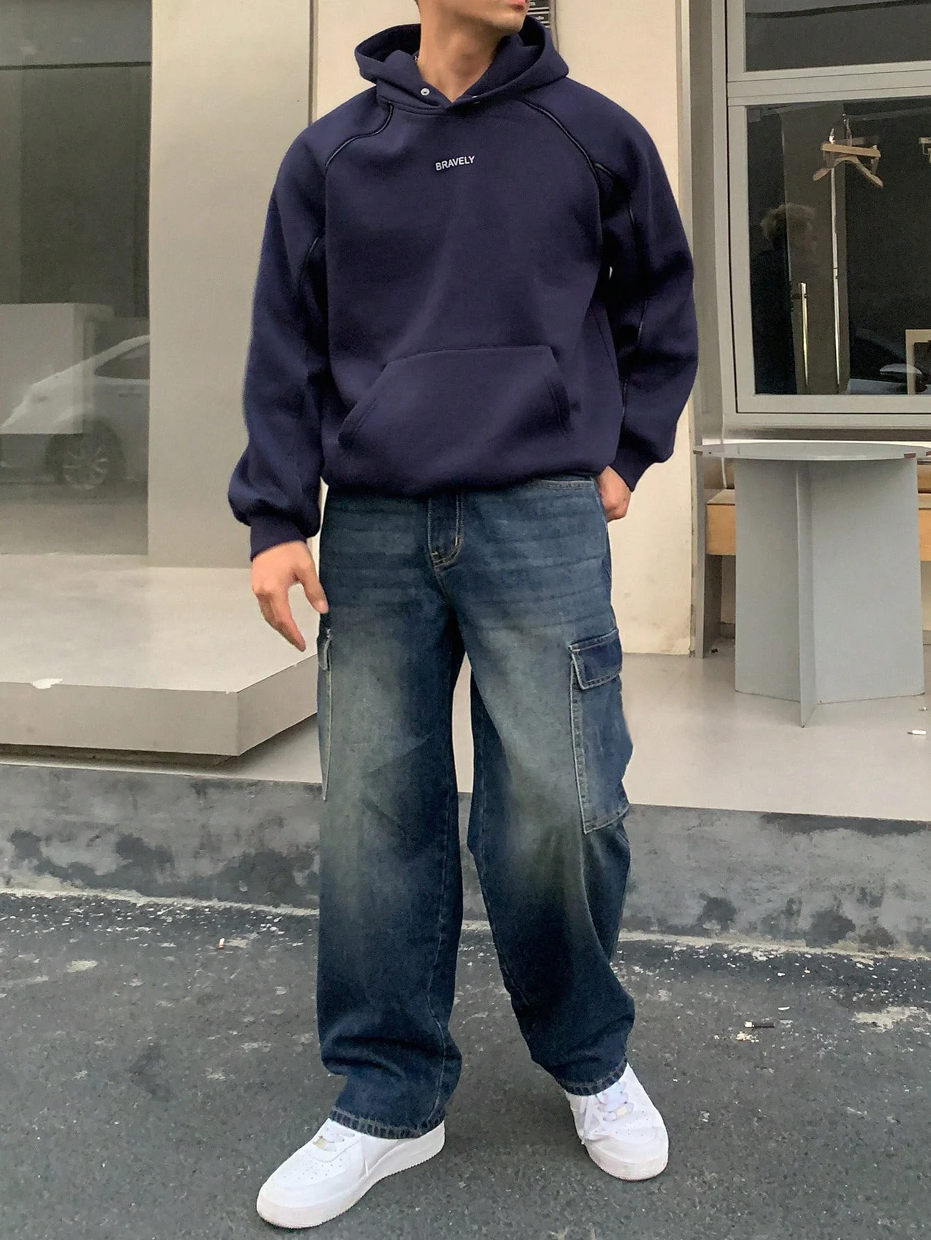 Basic Blue Core Baggy Cargo Jeans - Image 7