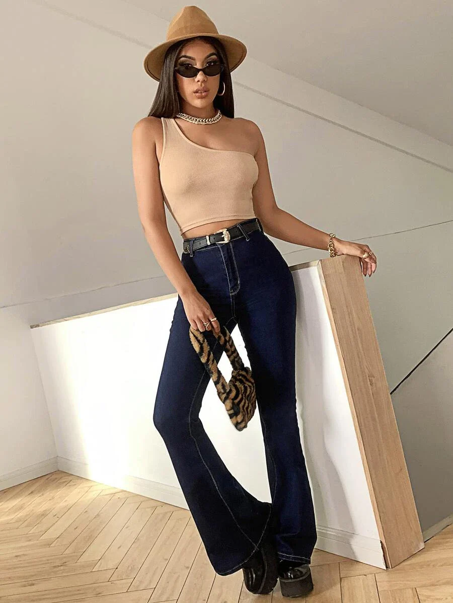 Basic One Shoulder Crop Top - Image 5