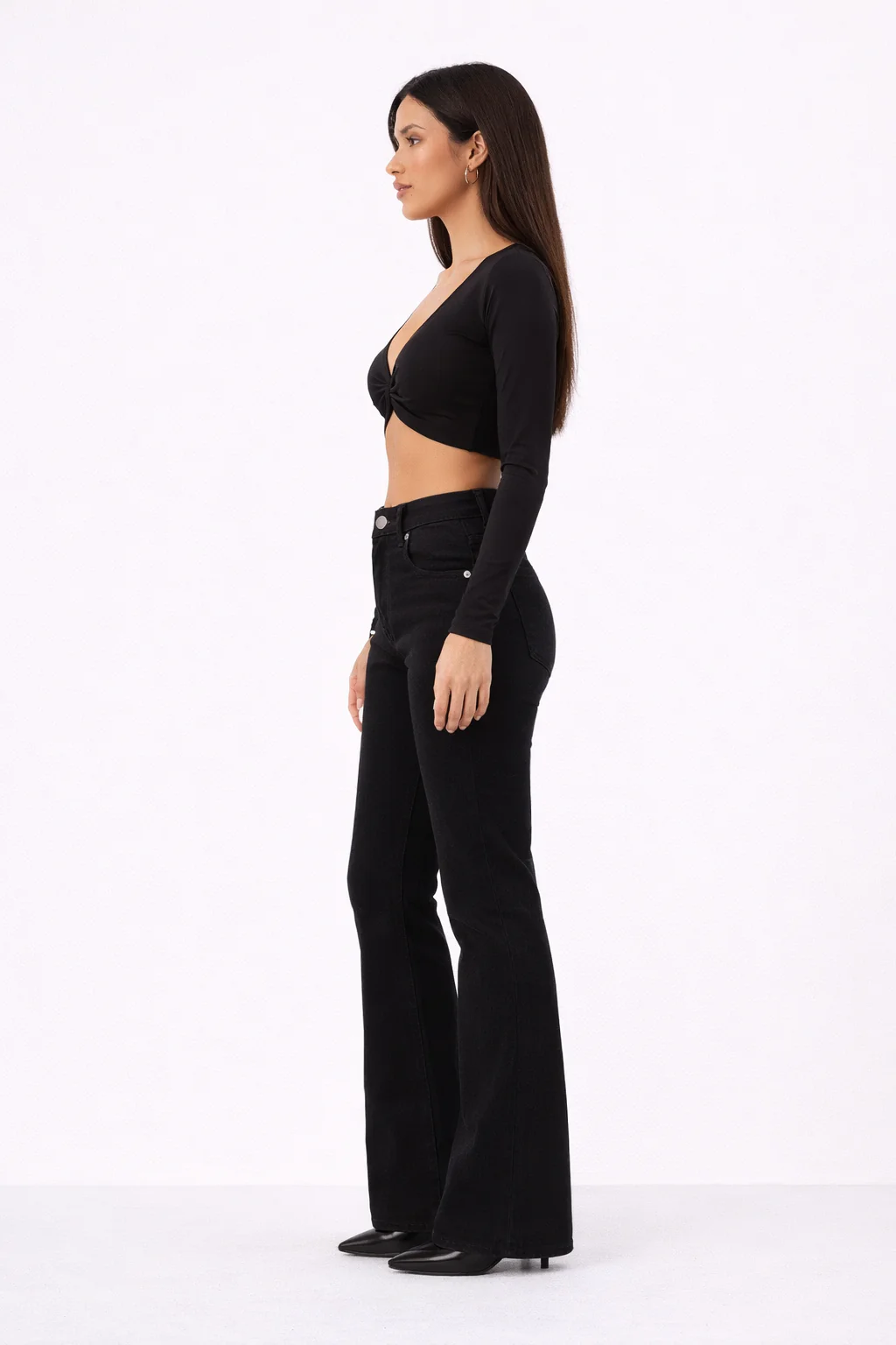 Black Bootcut Flare High Waist Jeans - Image 3