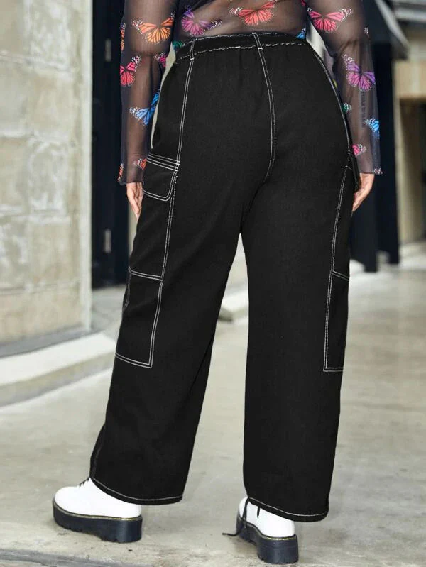 Black Carpenter Cargo Curve Jeans - Image 4
