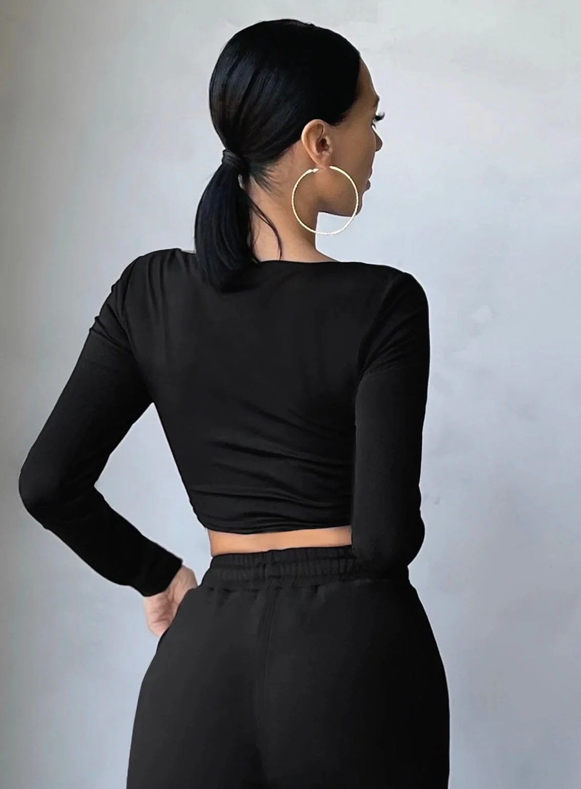 Black Long Sleeve Corset Top - Image 3
