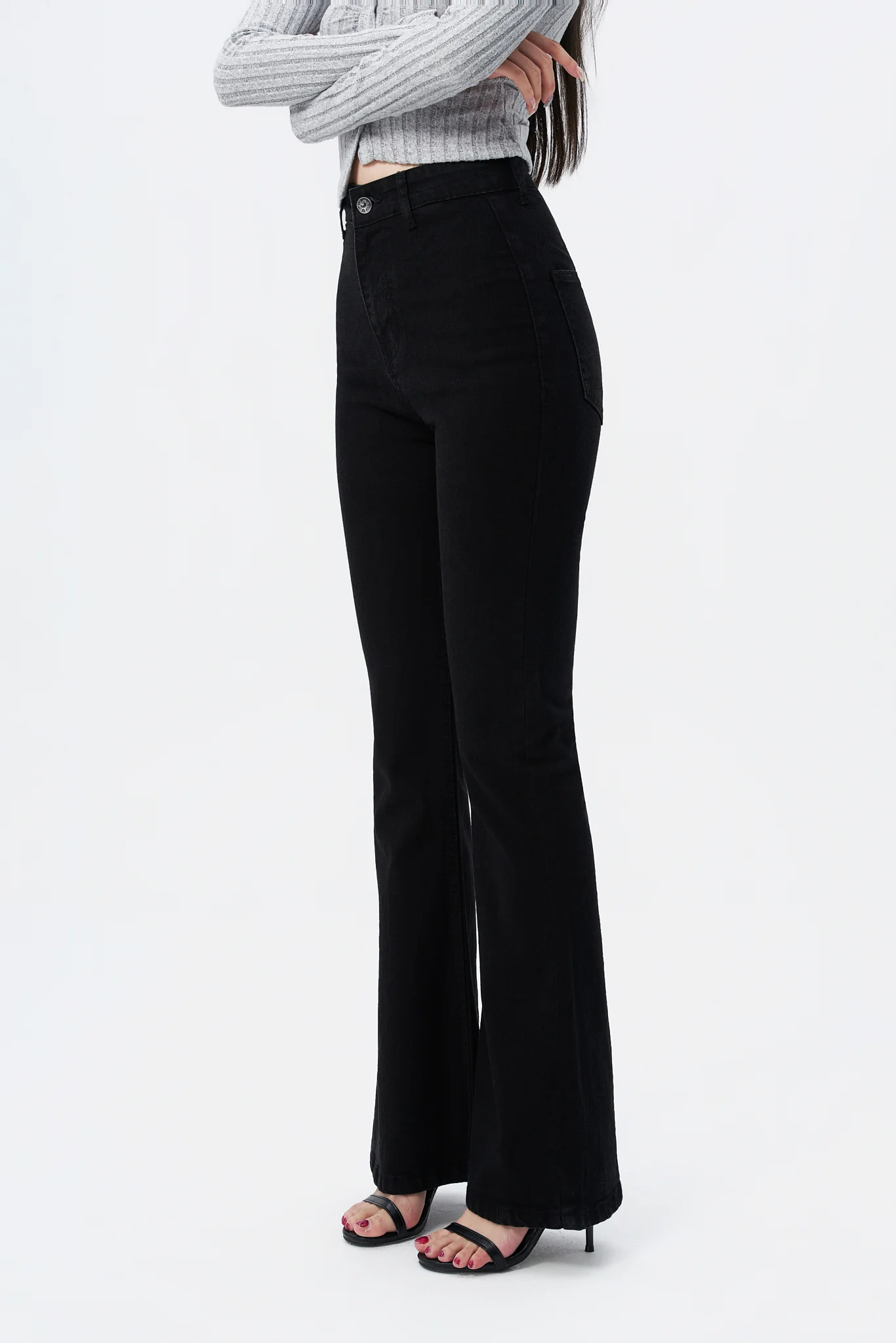 Black Ultra High Rise Flare Jeans - Image 2