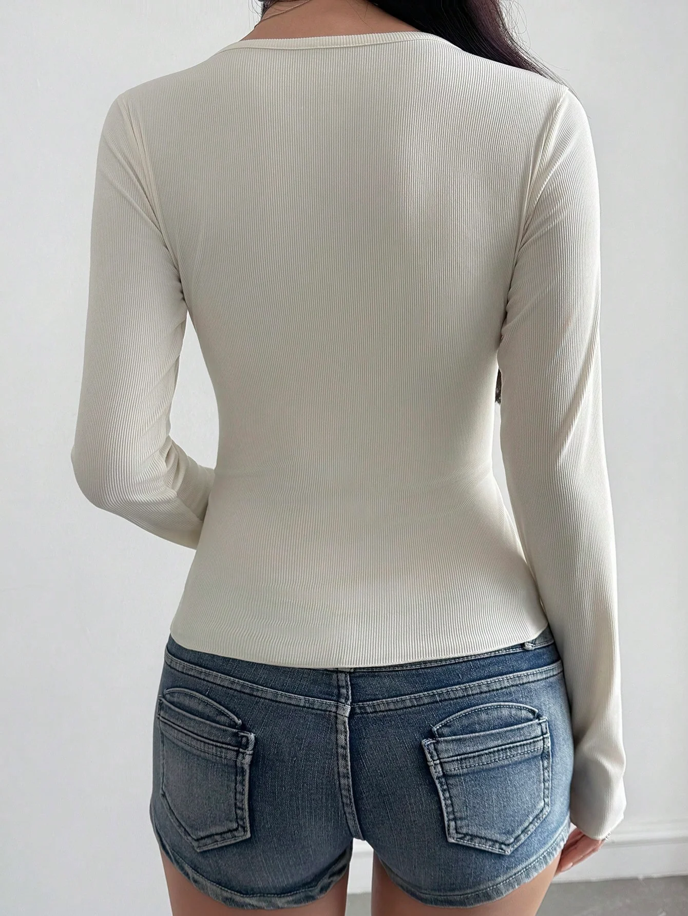Bodycon Henley Rib Top - Image 7