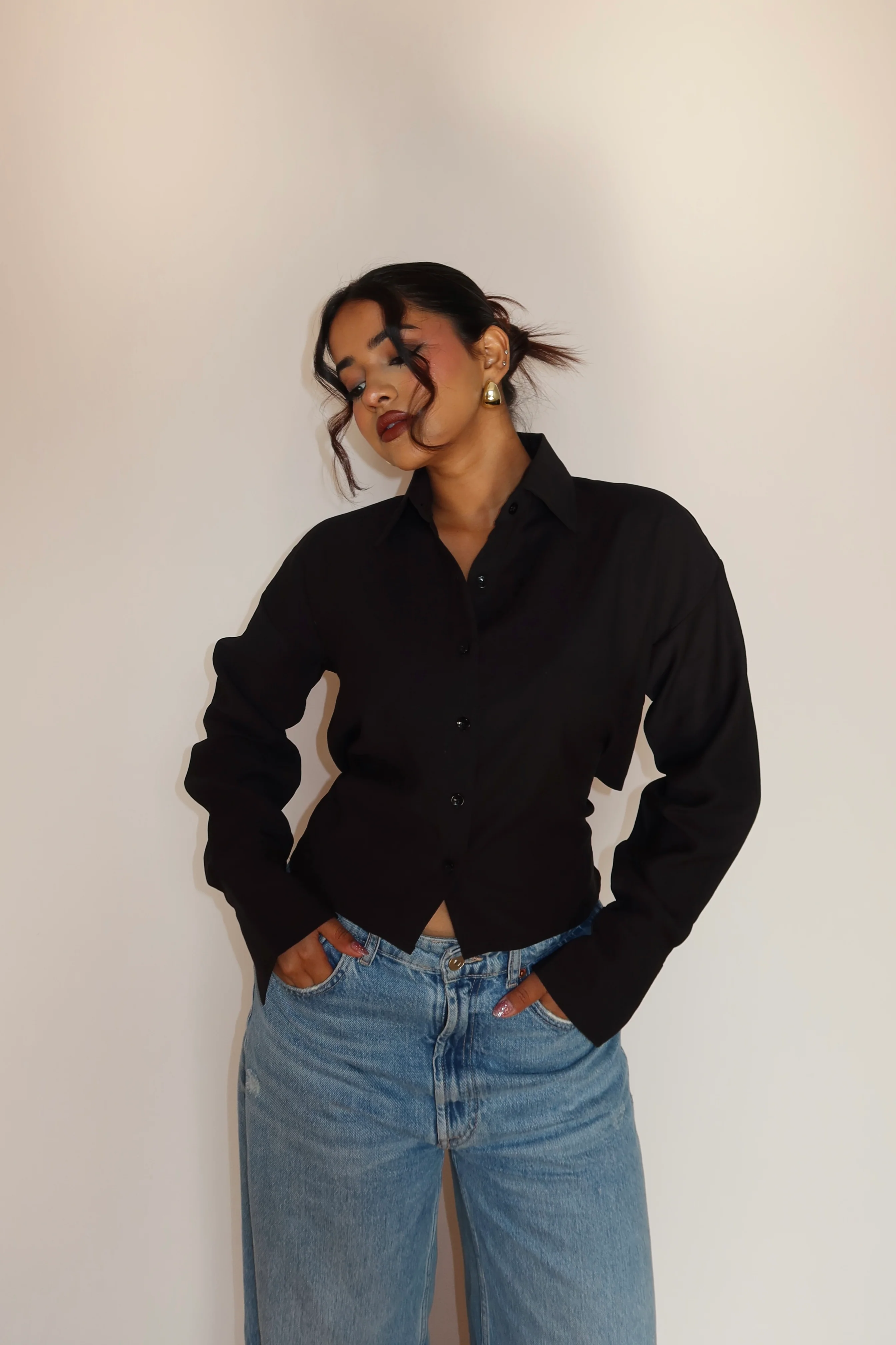 Boyfriend Oversized Tie Up Shirt - Image 4