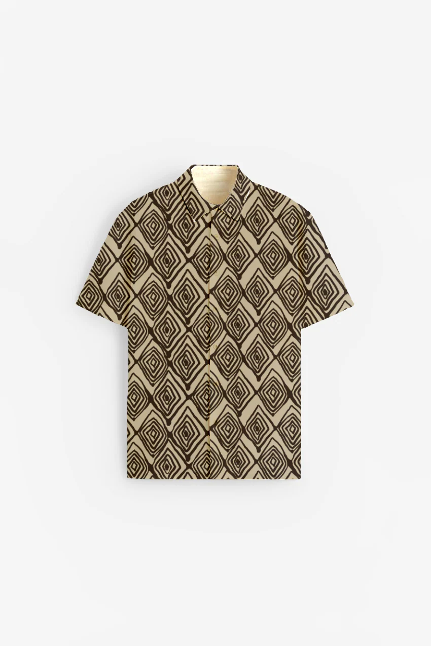 Brown Trillion print Short Sleeve Shirt - Image 3