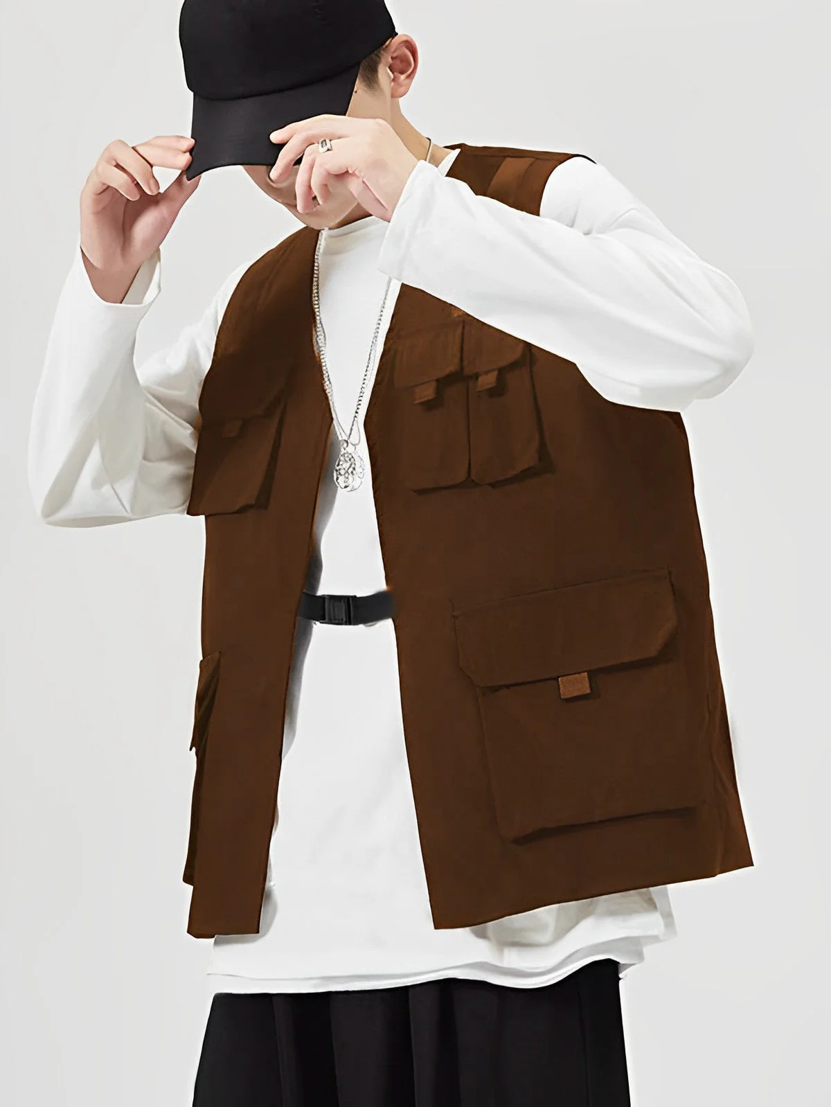 Cargo Flap Pocket Pockets Vest Jacket - Image 3