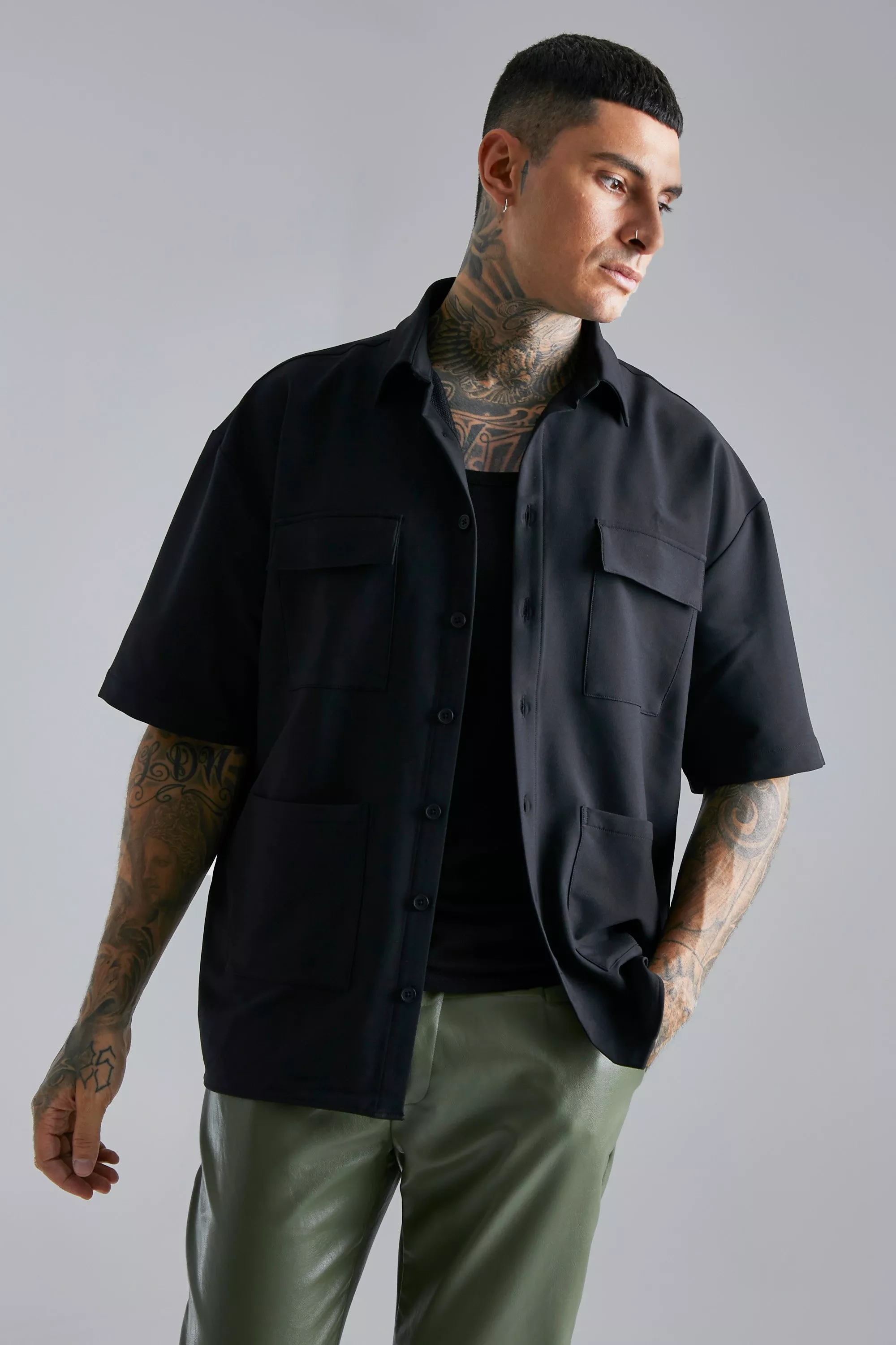 Cargo Oversized Pocket shacket Shirt - Image 4