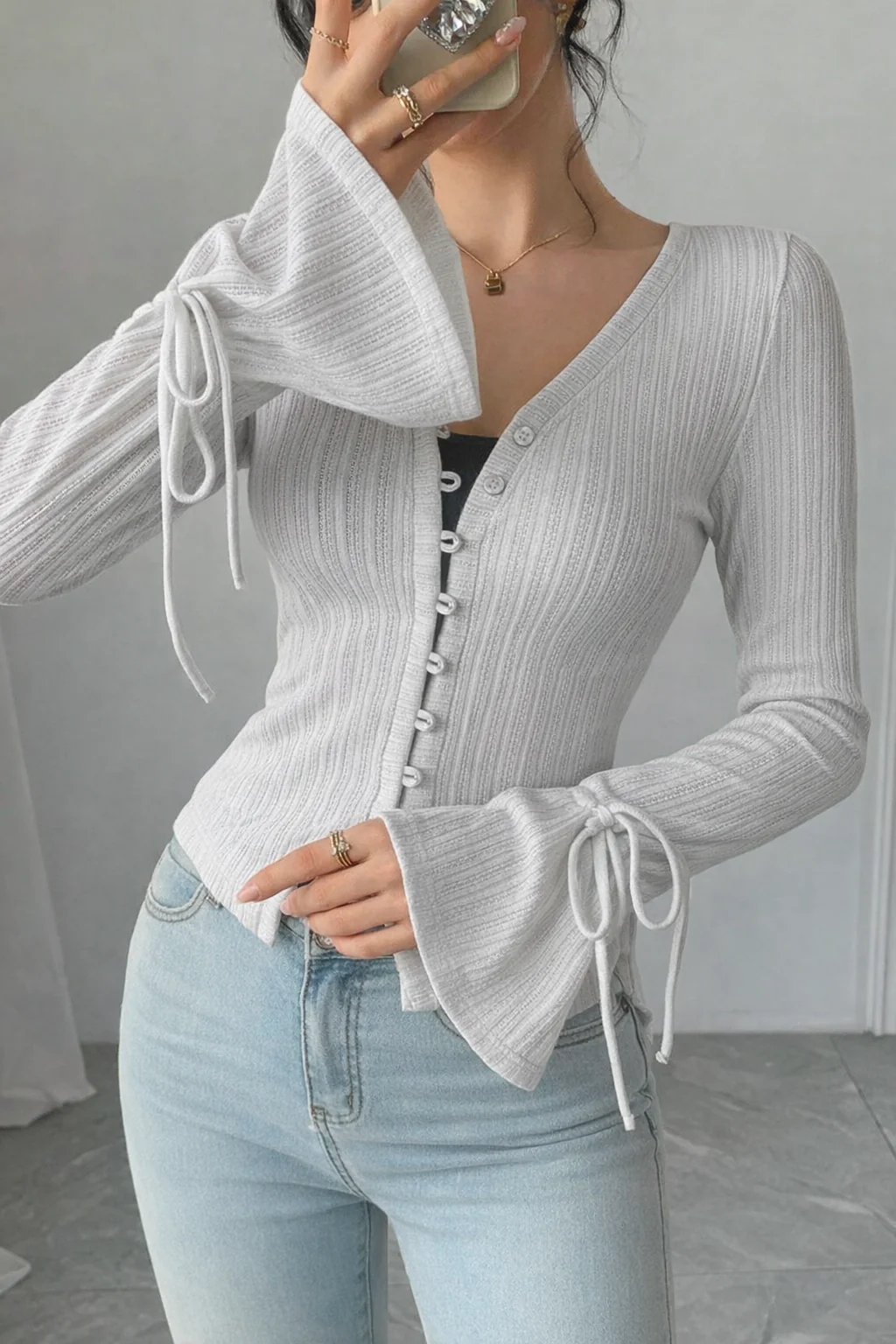 Charm Knit Cardigan Top - Image 9