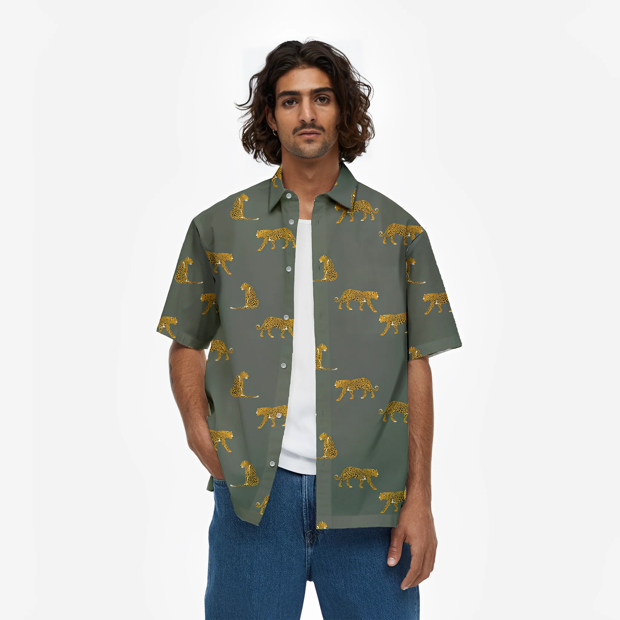 Cheetah print short sleeve shirt