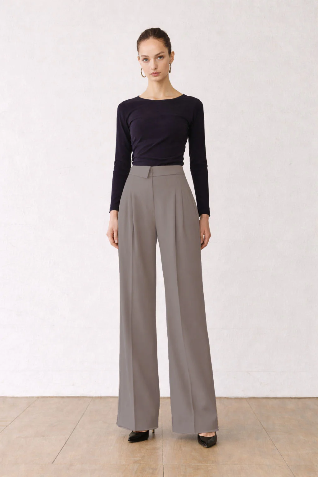 Clean Collar Waist Pleated Trousers - Image 7