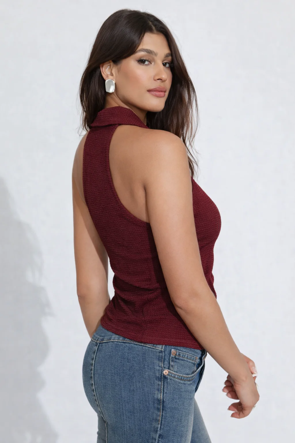 Collared Pin Up Vest Top - Image 3