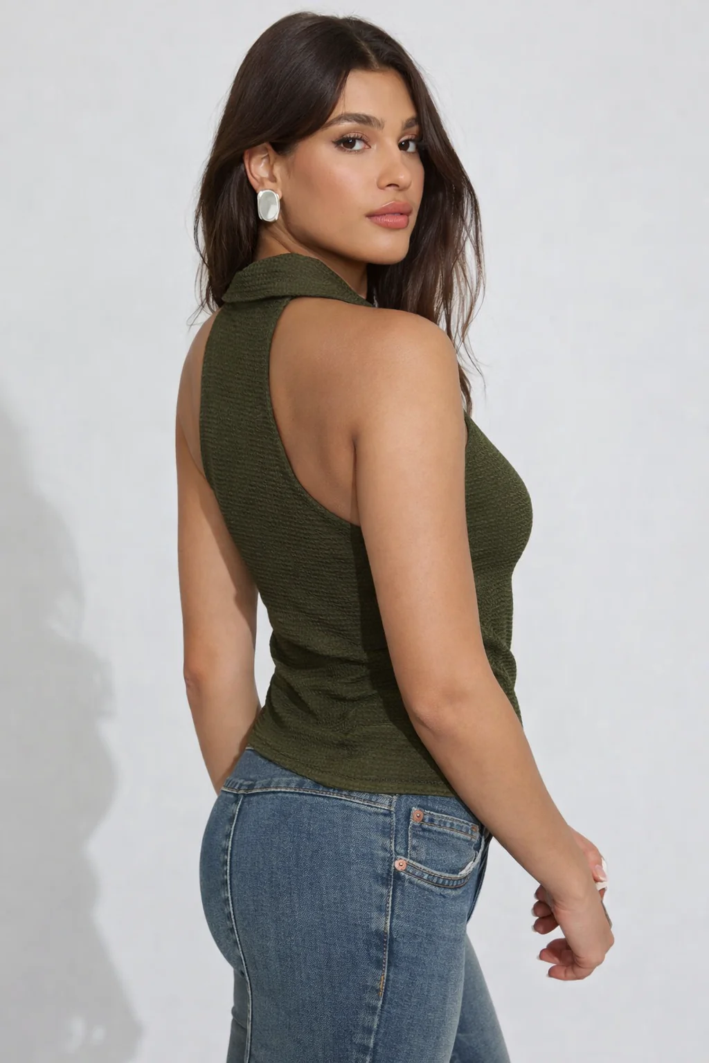 Collared Pin Up Vest Top - Image 7