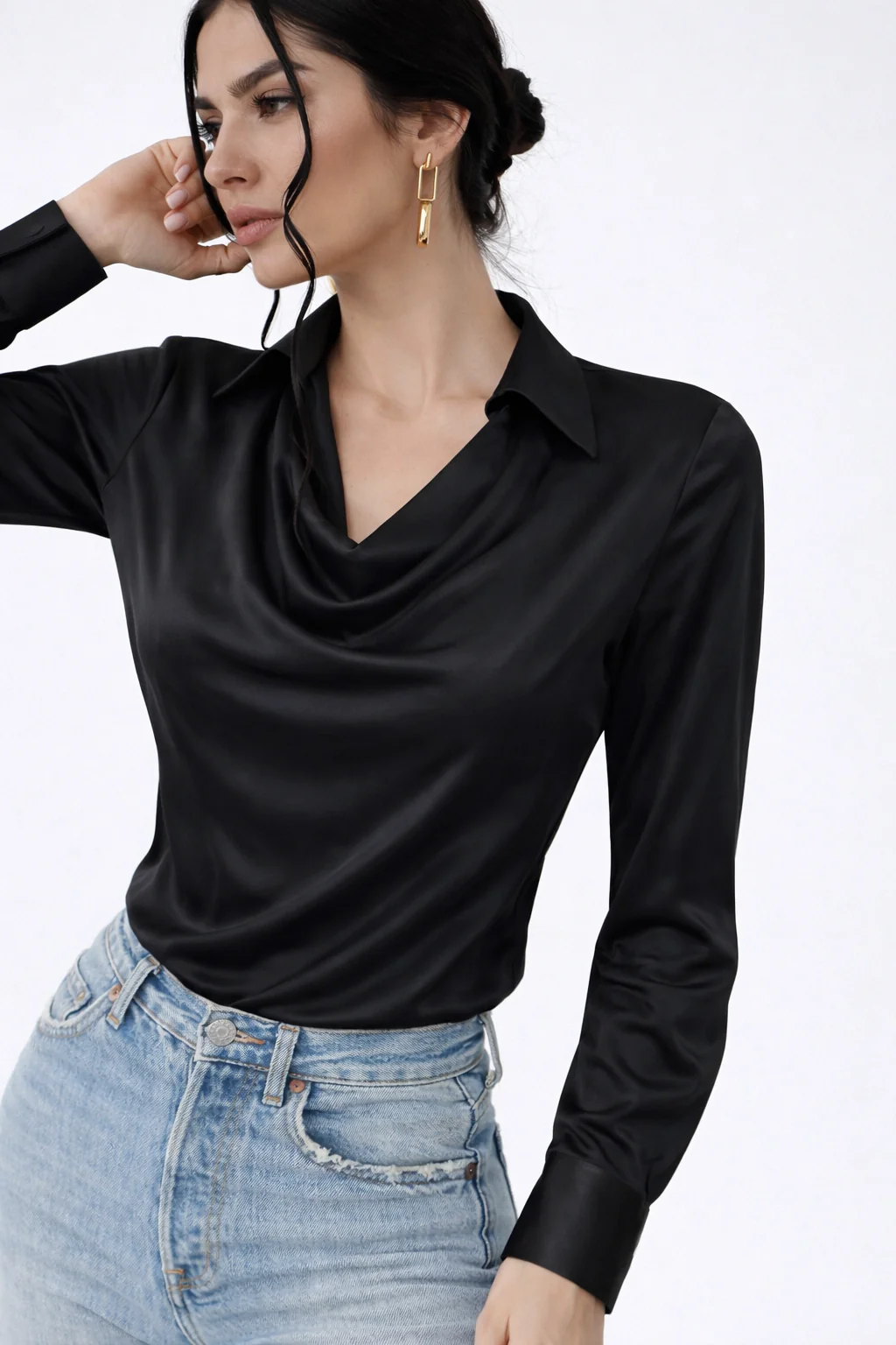 Cowl Neck Collared Blouse - Image 4