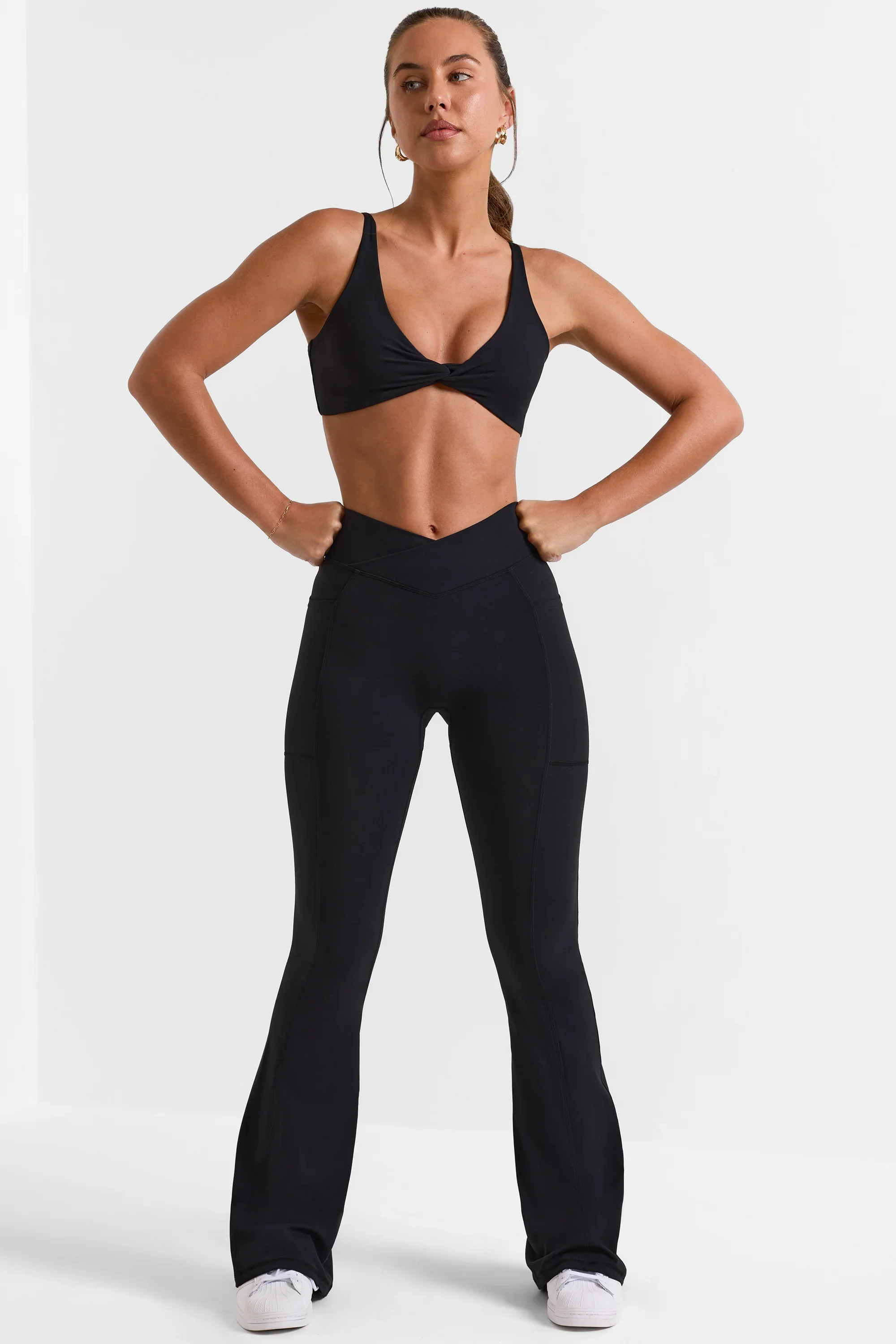 Cross Waistband Flare Pocket Leggings - Image 2