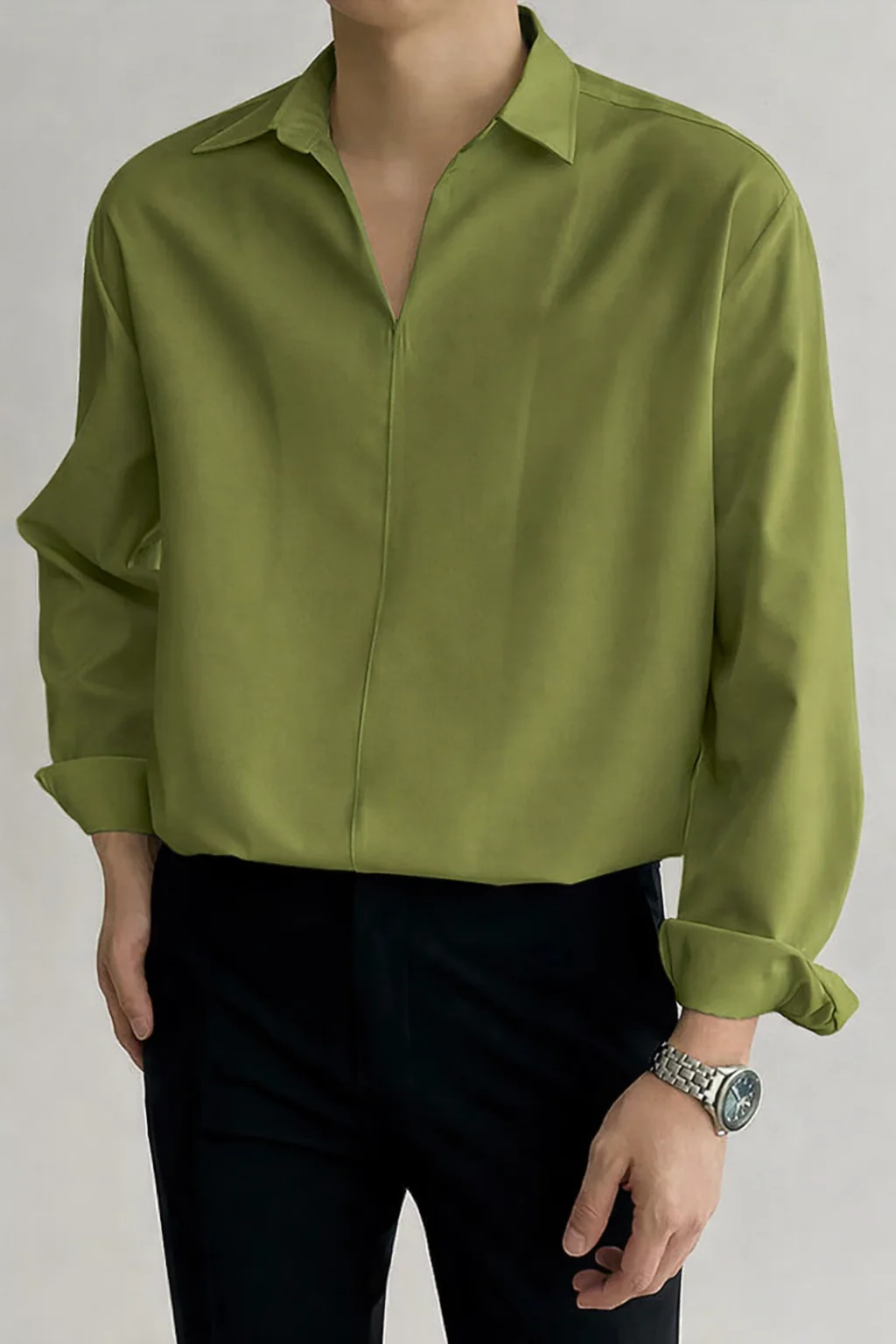 Daily Loose Solid Color Long Sleeved Shirt - Image 10
