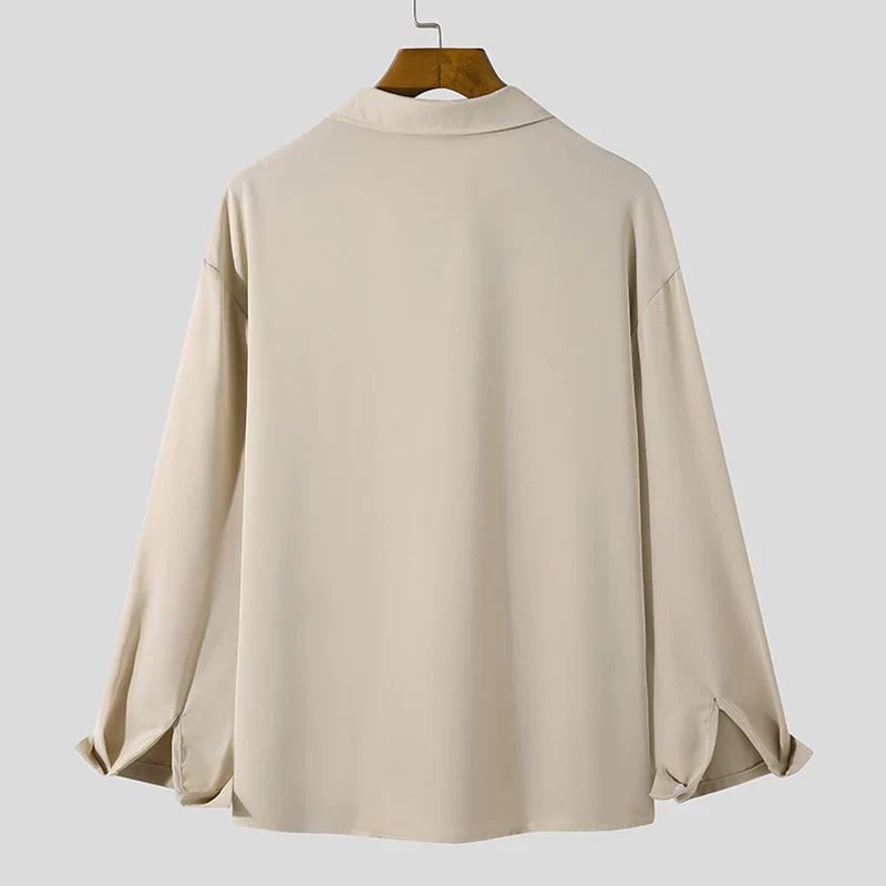 Daily Loose Solid Color Long Sleeved Shirt - Image 3