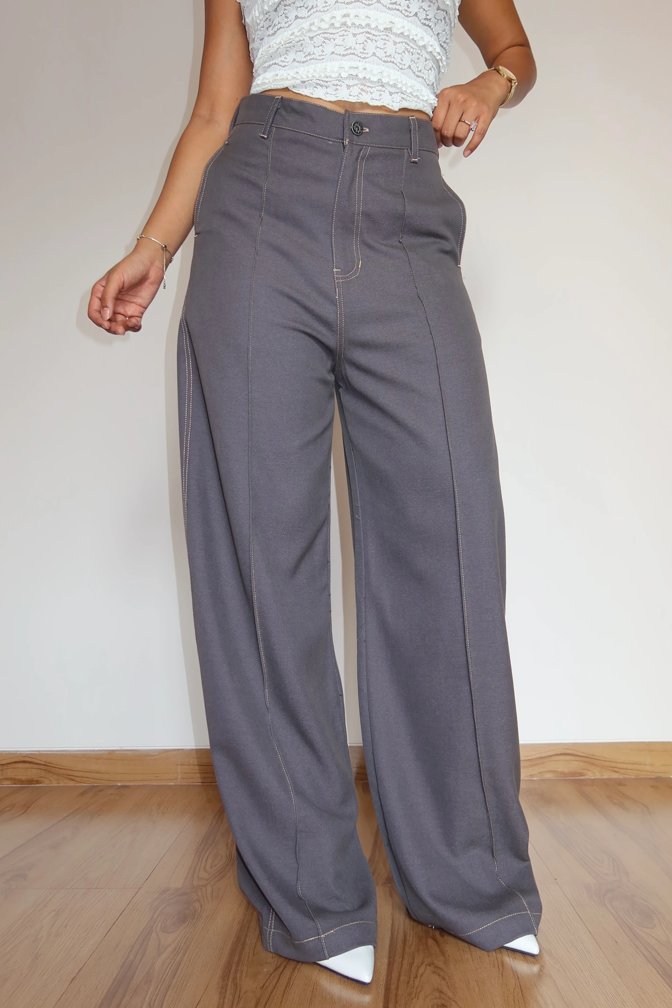 Denim-Inspired Pin-Tuck Barrel Pants - Image 8