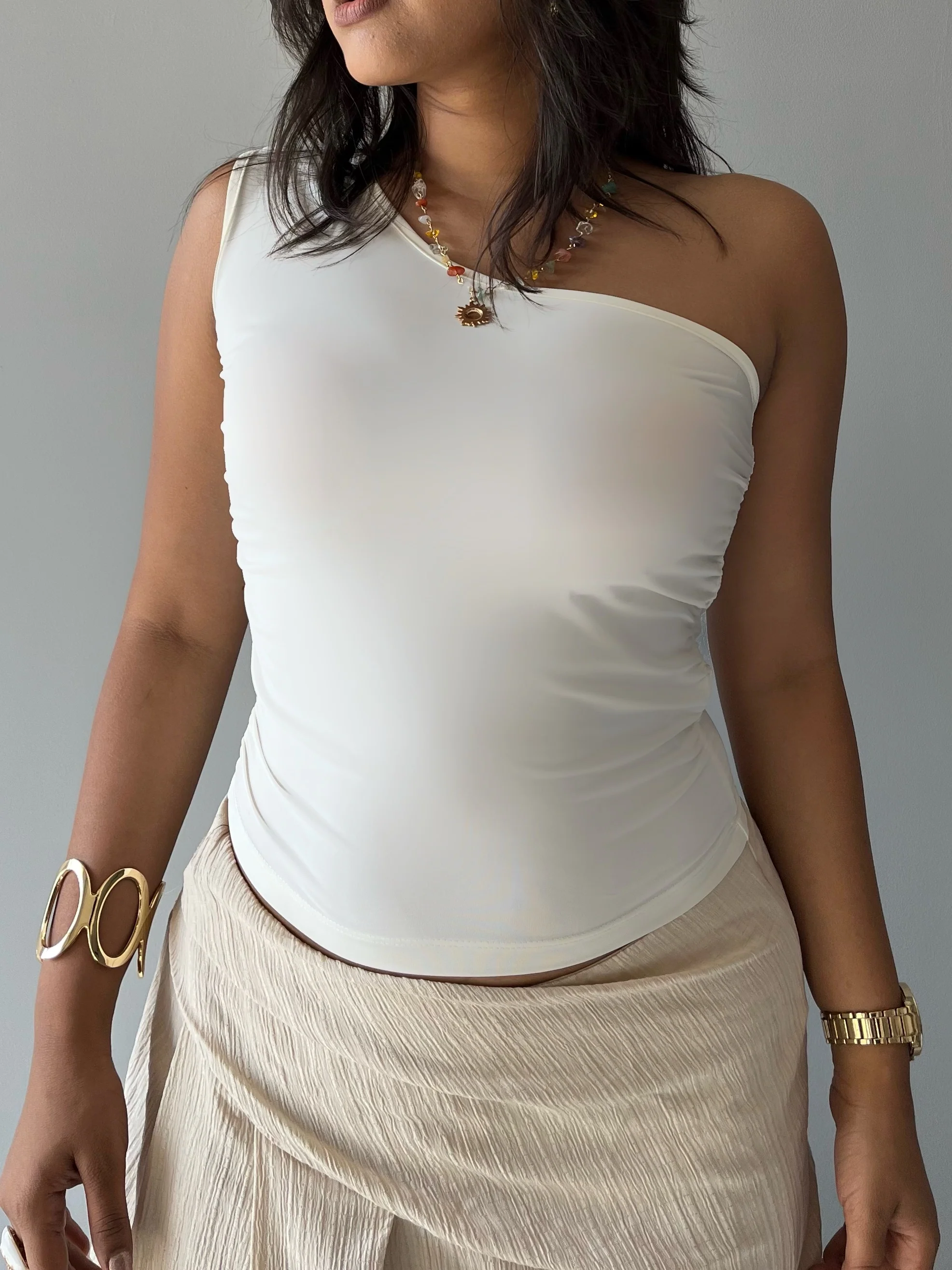 Effortless Flow One Shoulder Ruched Top - Image 10