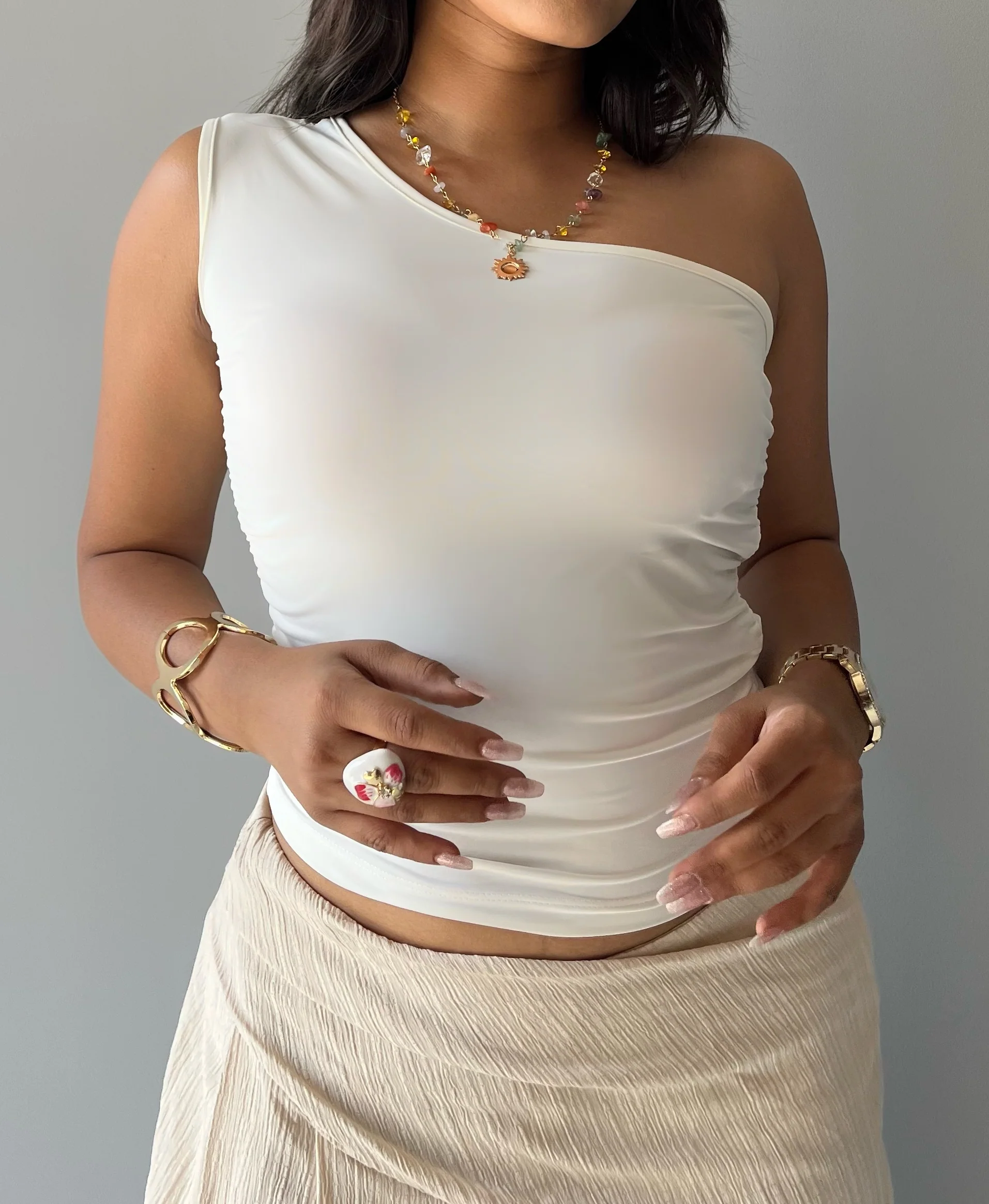 Effortless Flow One Shoulder Ruched Top - Image 9