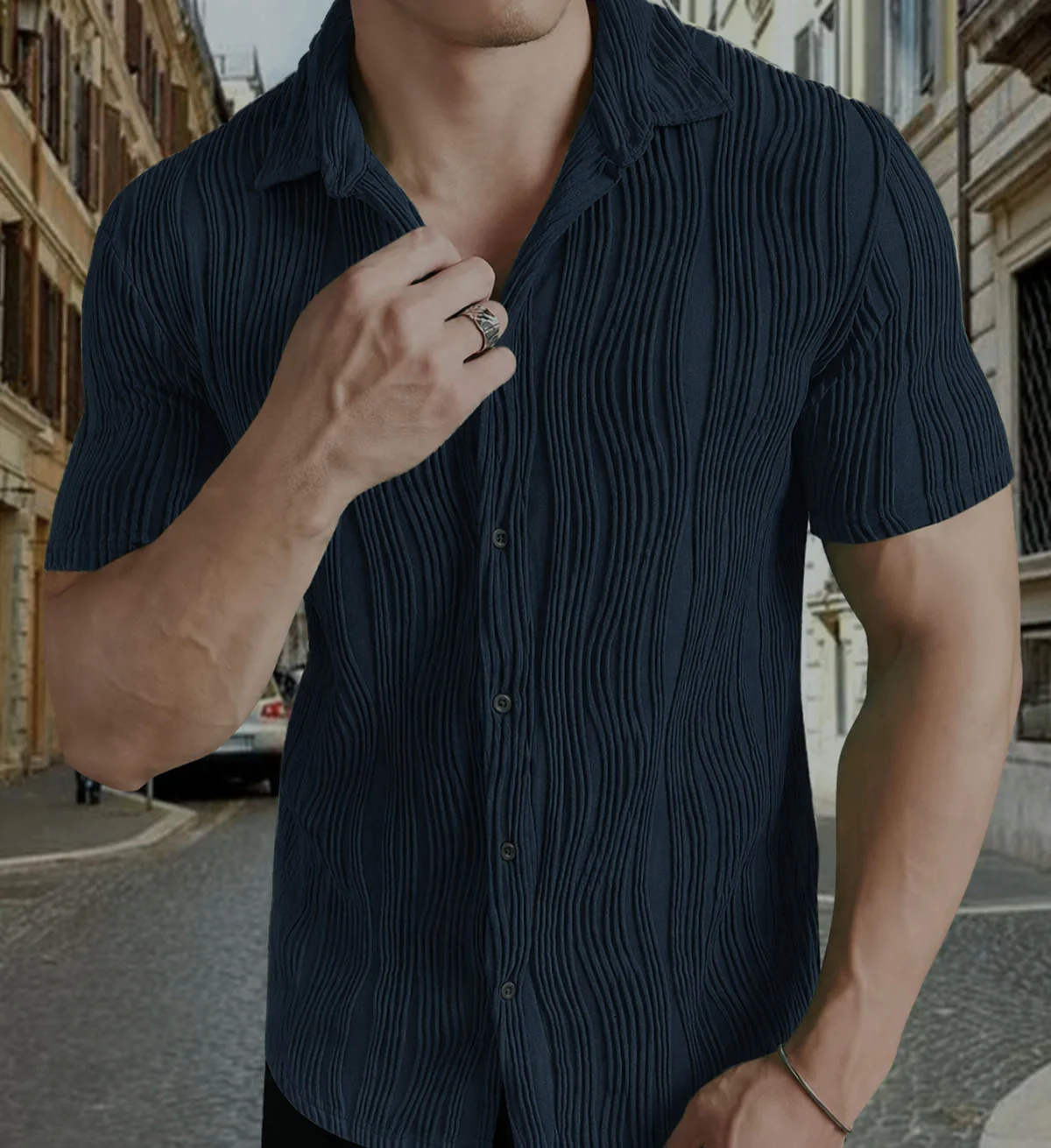 Fine Knit Slim Fit Shirt - Image 14