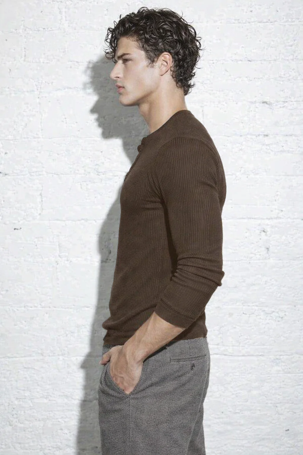 Fine Rib Henley Full Sleeve Tee - Image 14