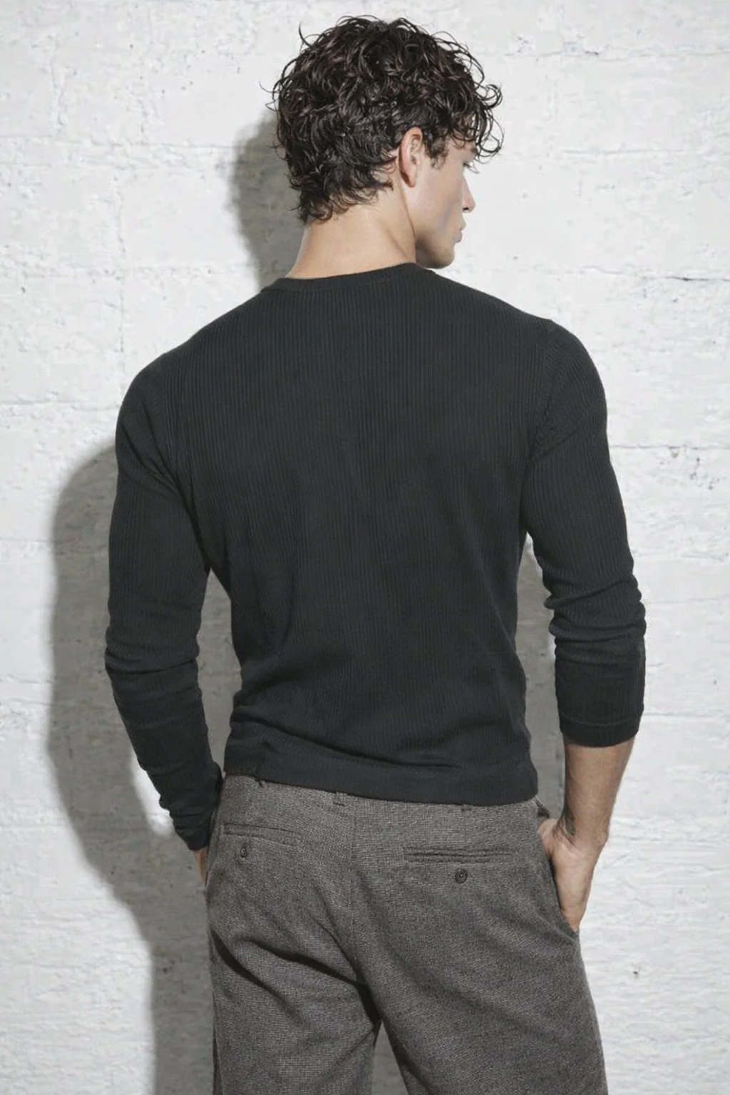 Fine Rib Henley Full Sleeve Tee - Image 8