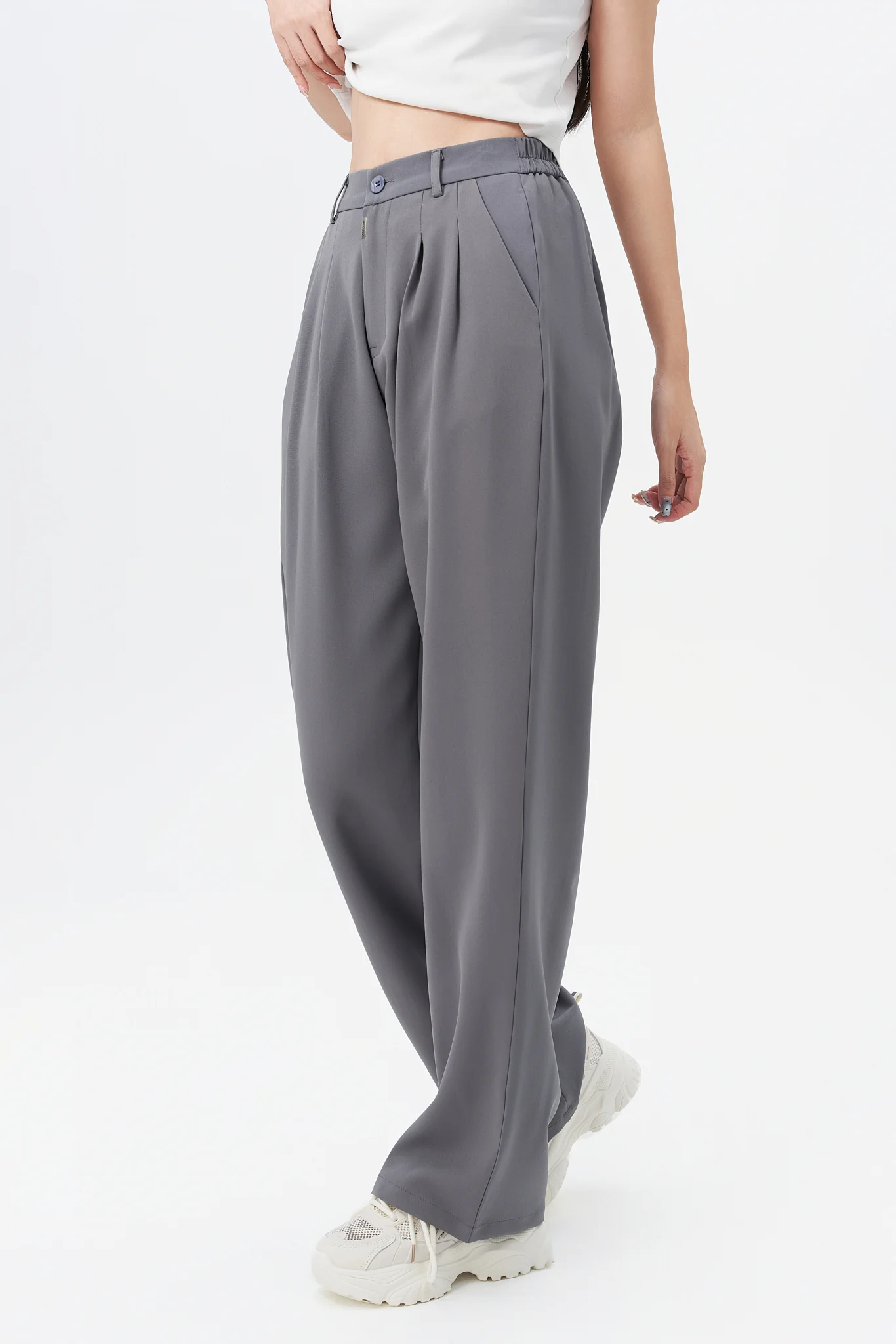 Fossil Grey Korean Relaxed Pants - Image 3