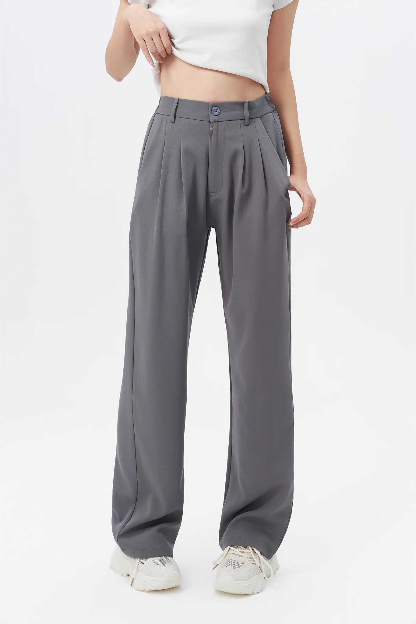Fossil Grey Korean Relaxed Pants - Image 5