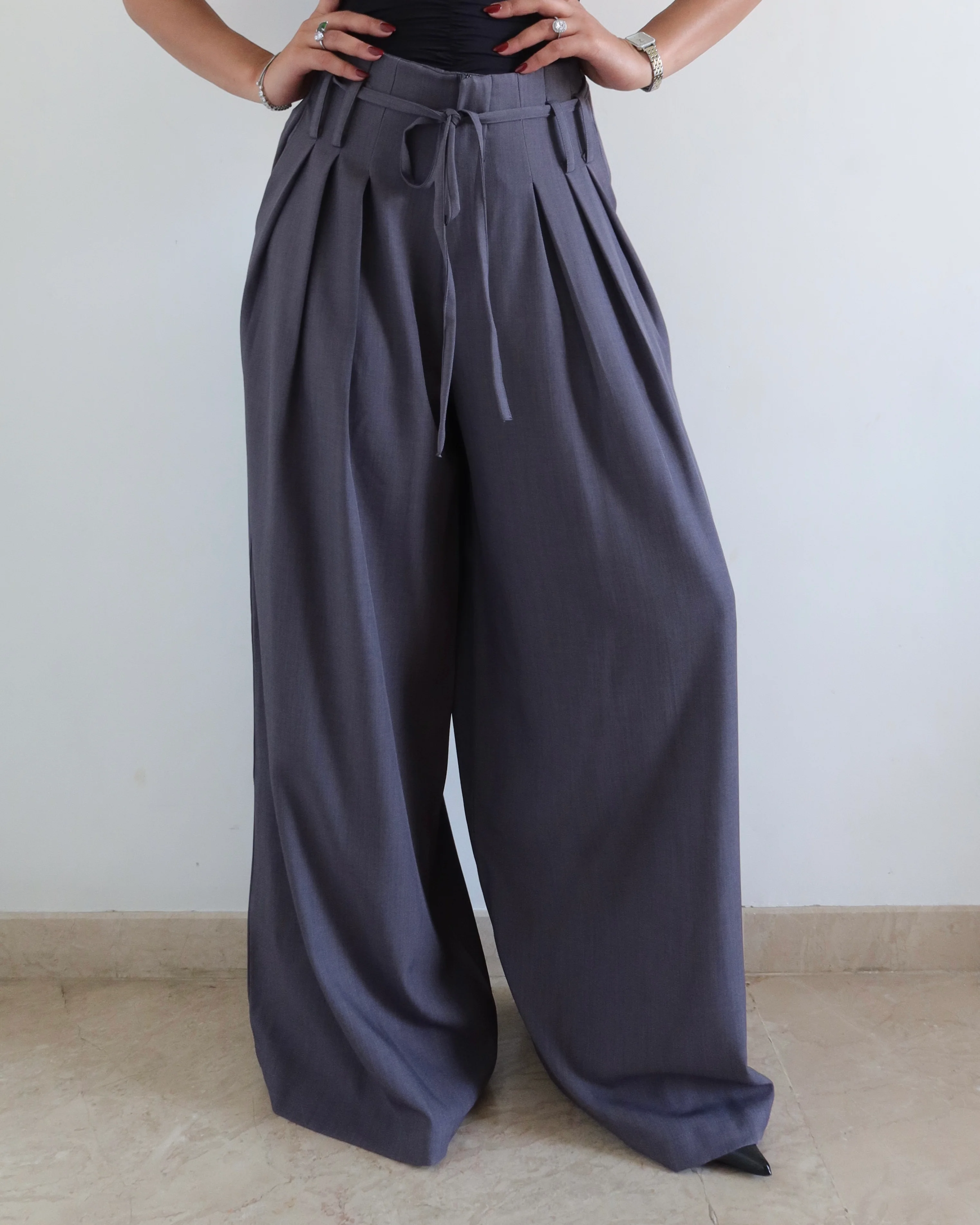 French Flow Pleated Wide Leg Pants - Image 2