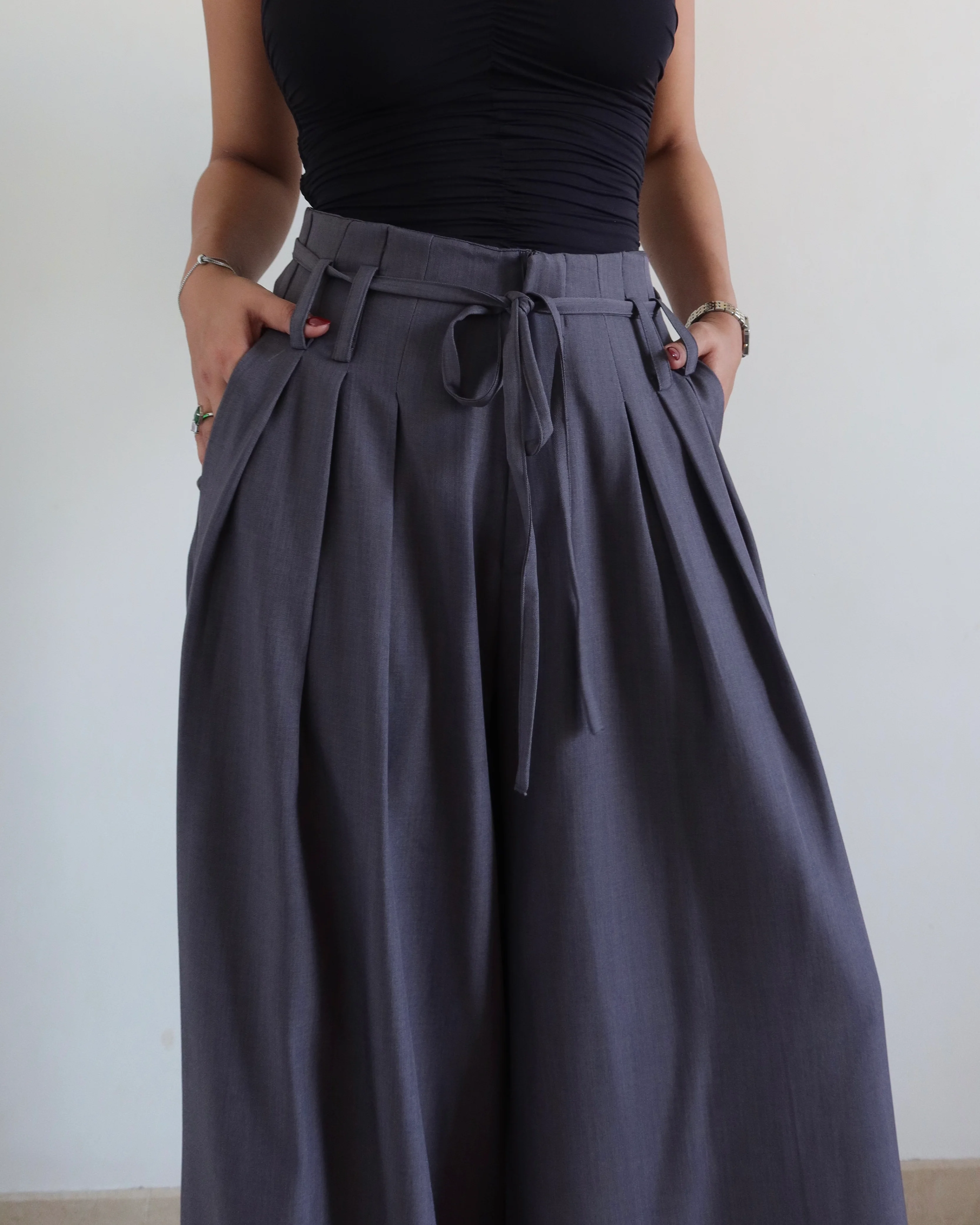 French Flow Pleated Wide Leg Pants - Image 3