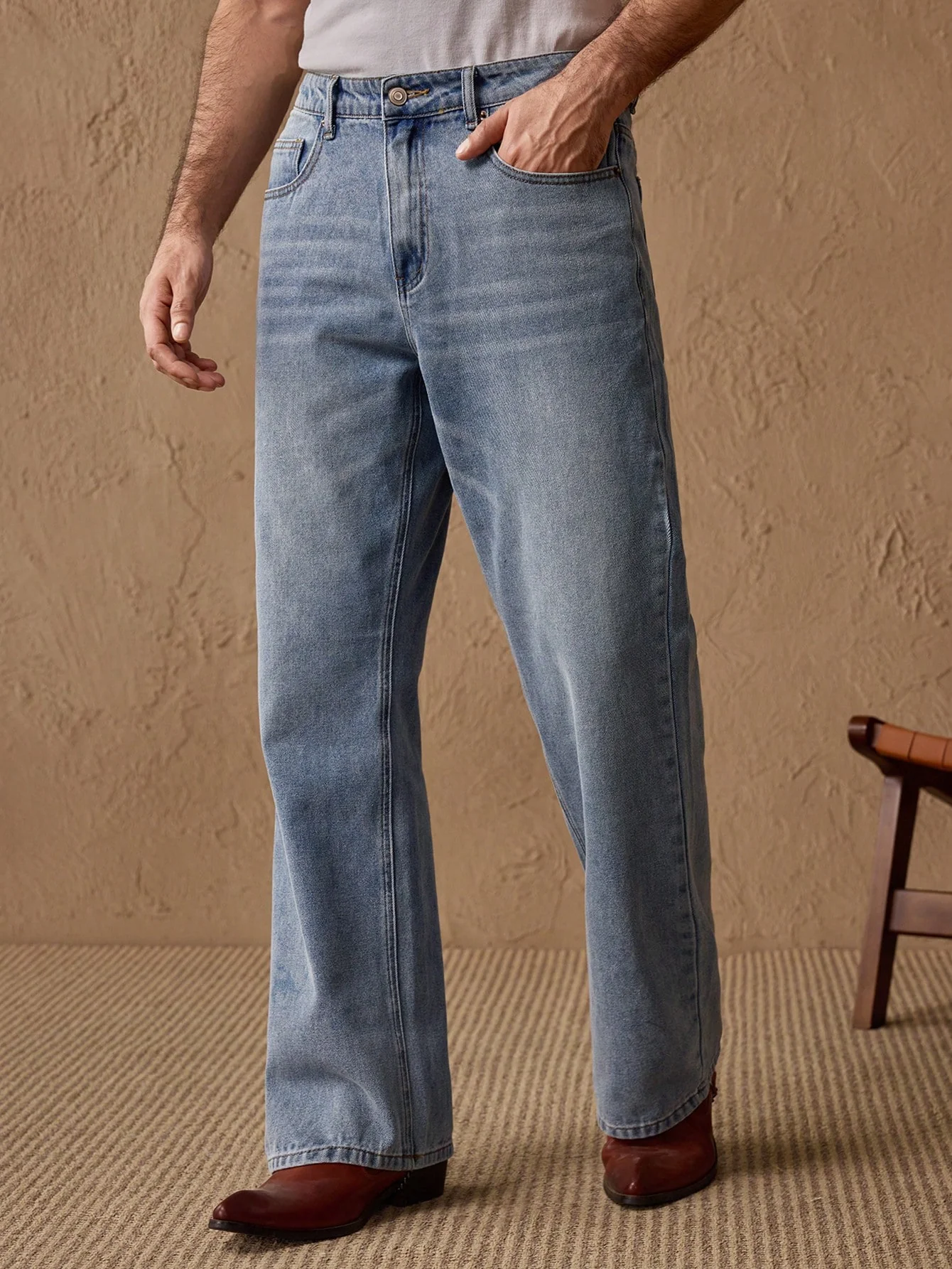 Grounded Blue Light Wash Bootcut Jeans - Image 6