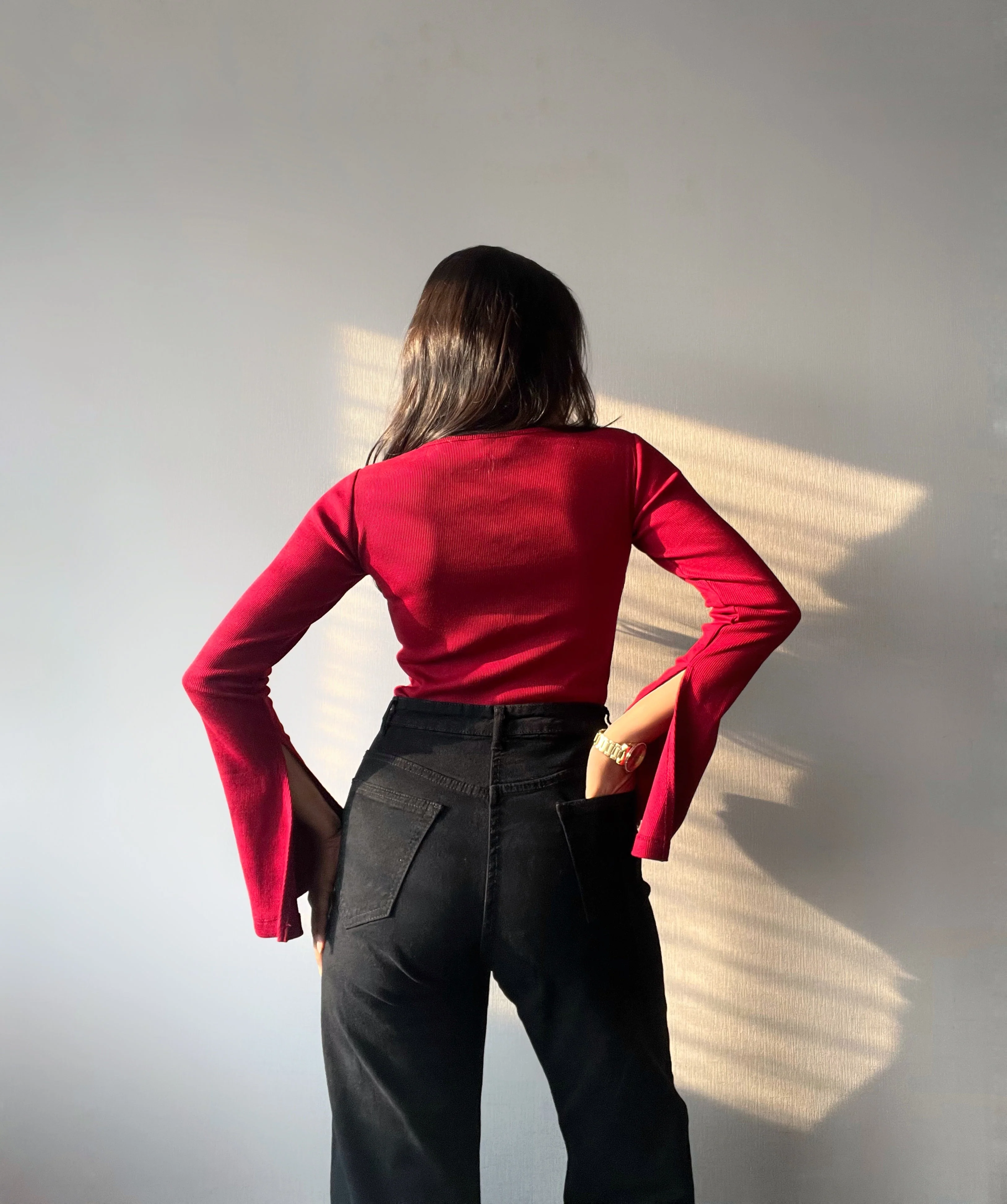 Heart Cut Out Bell Sleeve Top - Image 7
