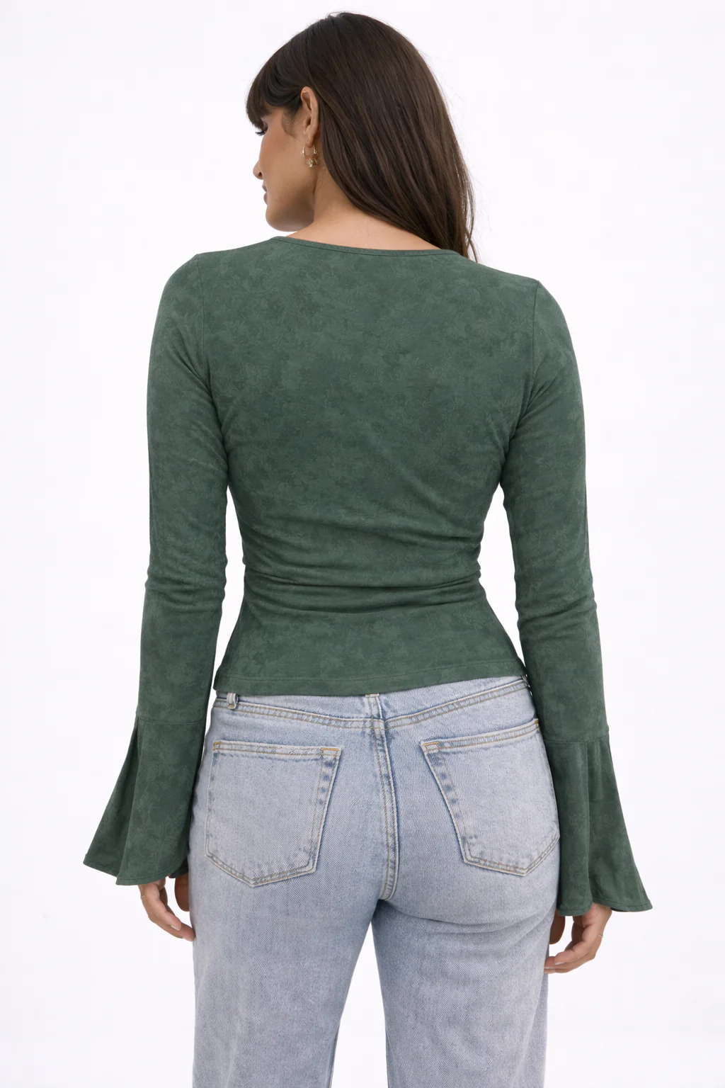 Iris Mesh Bell Sleeve Tie Top - Image 2