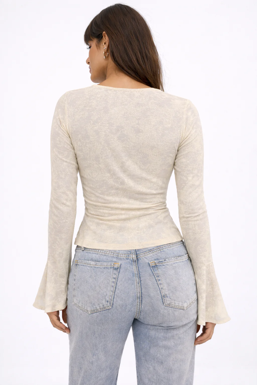 Iris Mesh Bell Sleeve Tie Top - Image 7