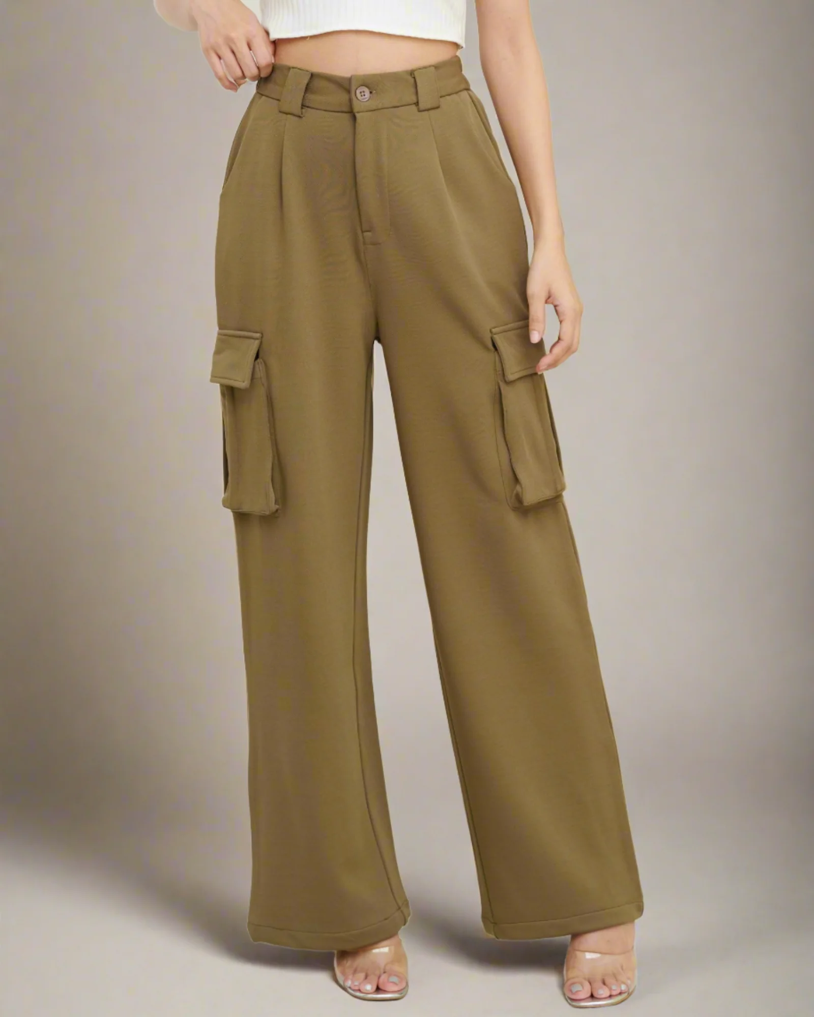 Korean Baggy High Waist Cargo Pants - Image 4