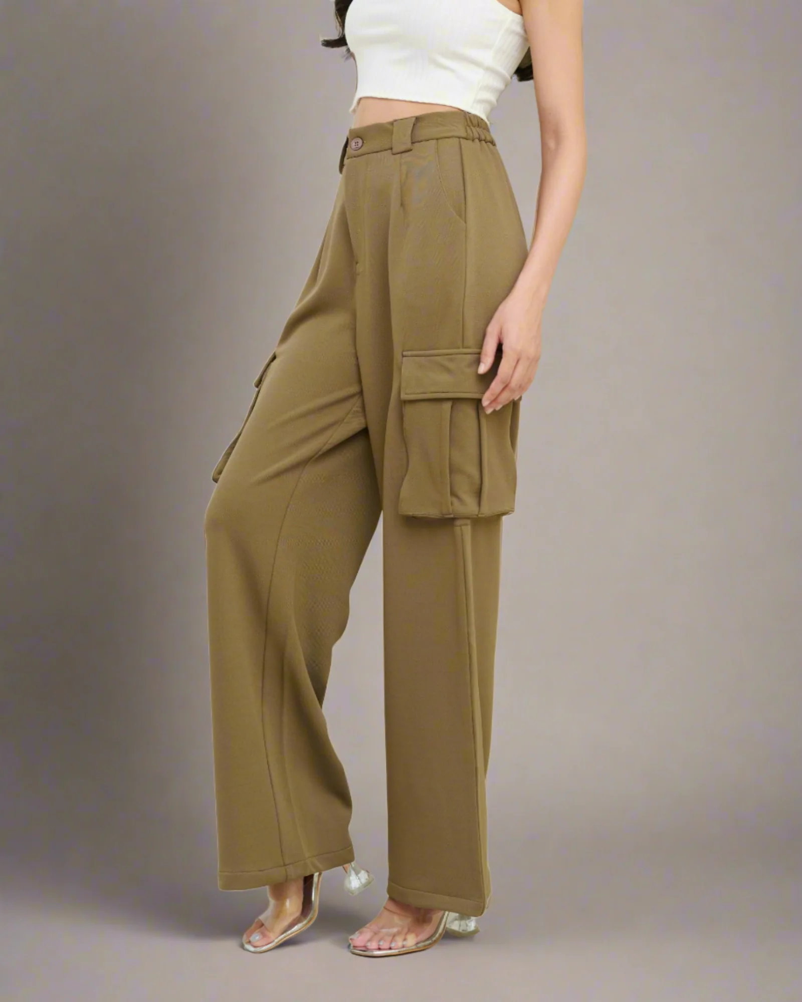 Korean Baggy High Waist Cargo Pants - Image 5