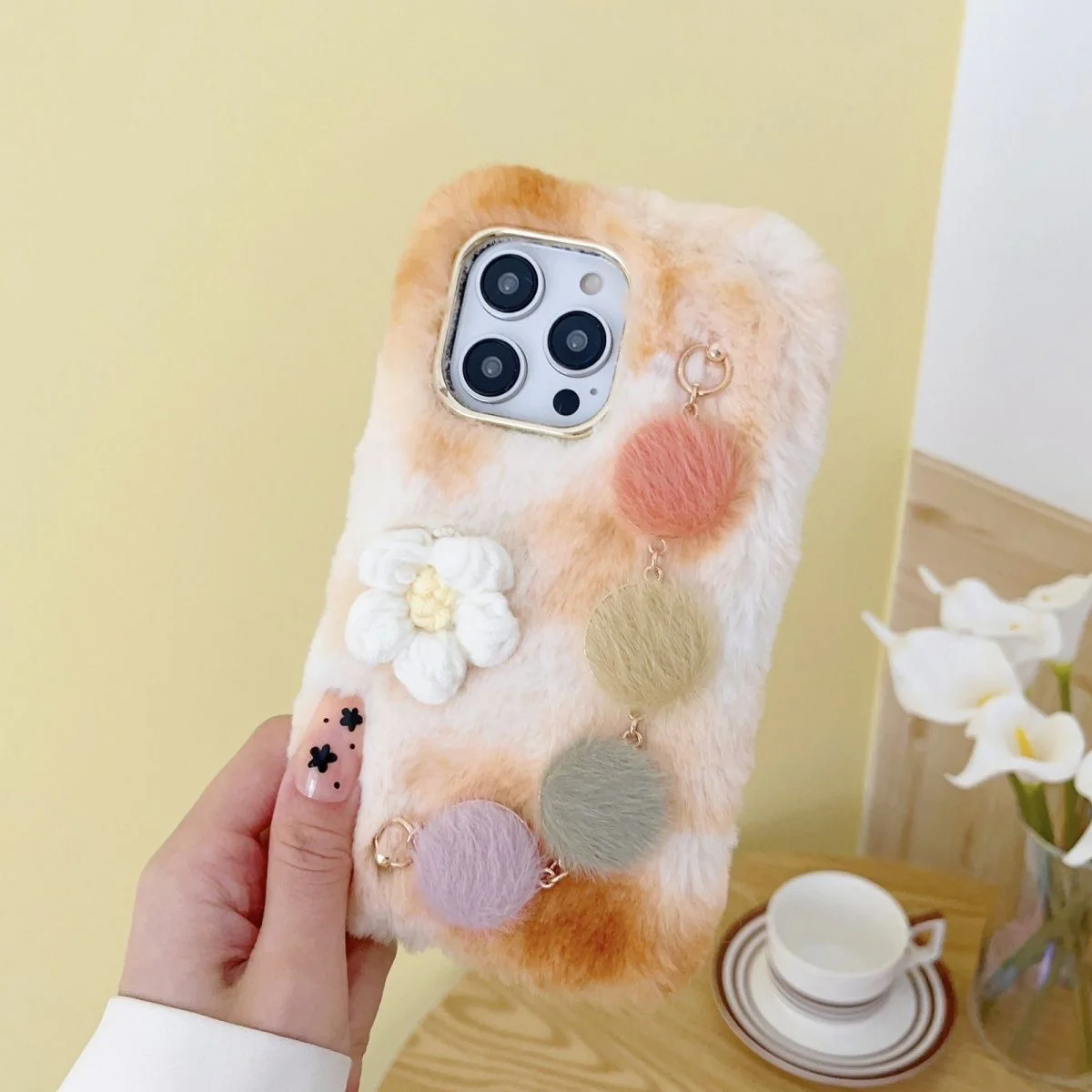 Korean Cute Knit Flower with Bracelet Iphone Cover - Image 10