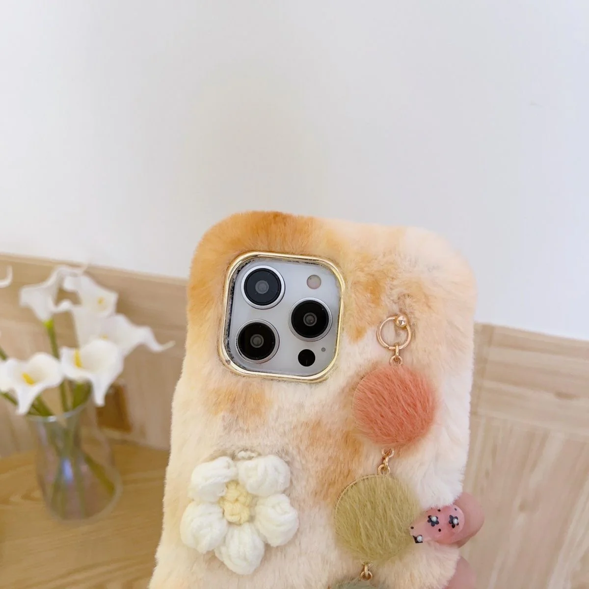 Korean Cute Knit Flower with Bracelet Iphone Cover - Image 12