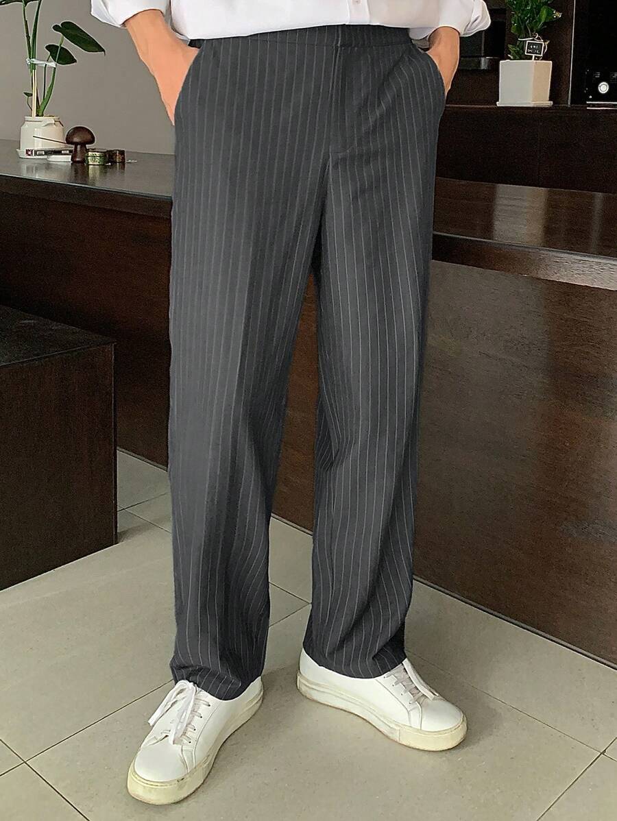 Korean Inspired Classic Stripe Trousers - Image 4