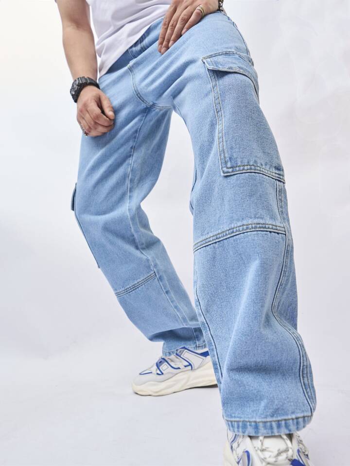 Light Blue Craftsman Cargo Jeans - Image 3
