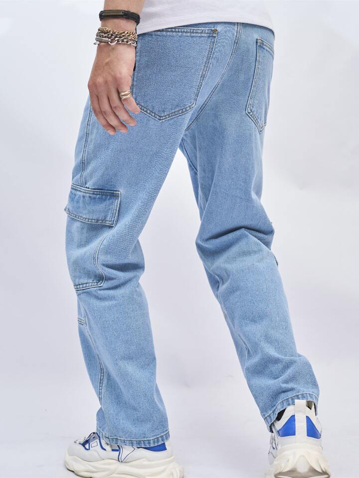 Light Blue Craftsman Cargo Jeans - Image 4