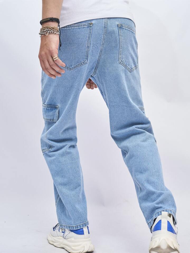Light Blue Craftsman Cargo Jeans - Image 5