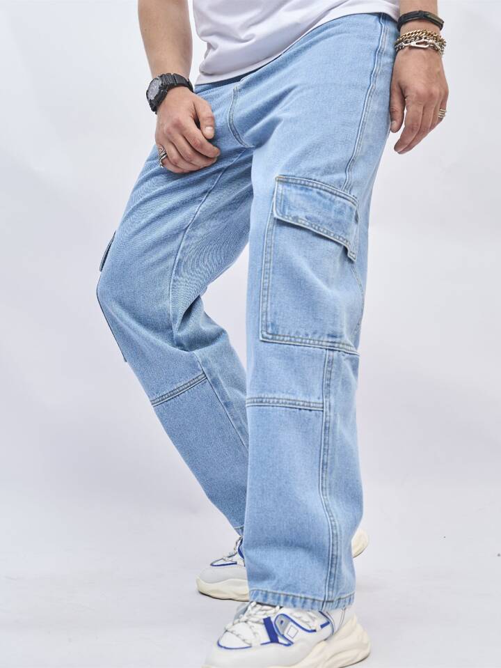 Light Blue Craftsman Cargo Jeans - Image 6