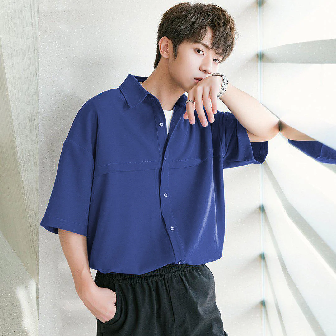 Men Half Sleeves Drop Shoulder Shirt - Image 9
