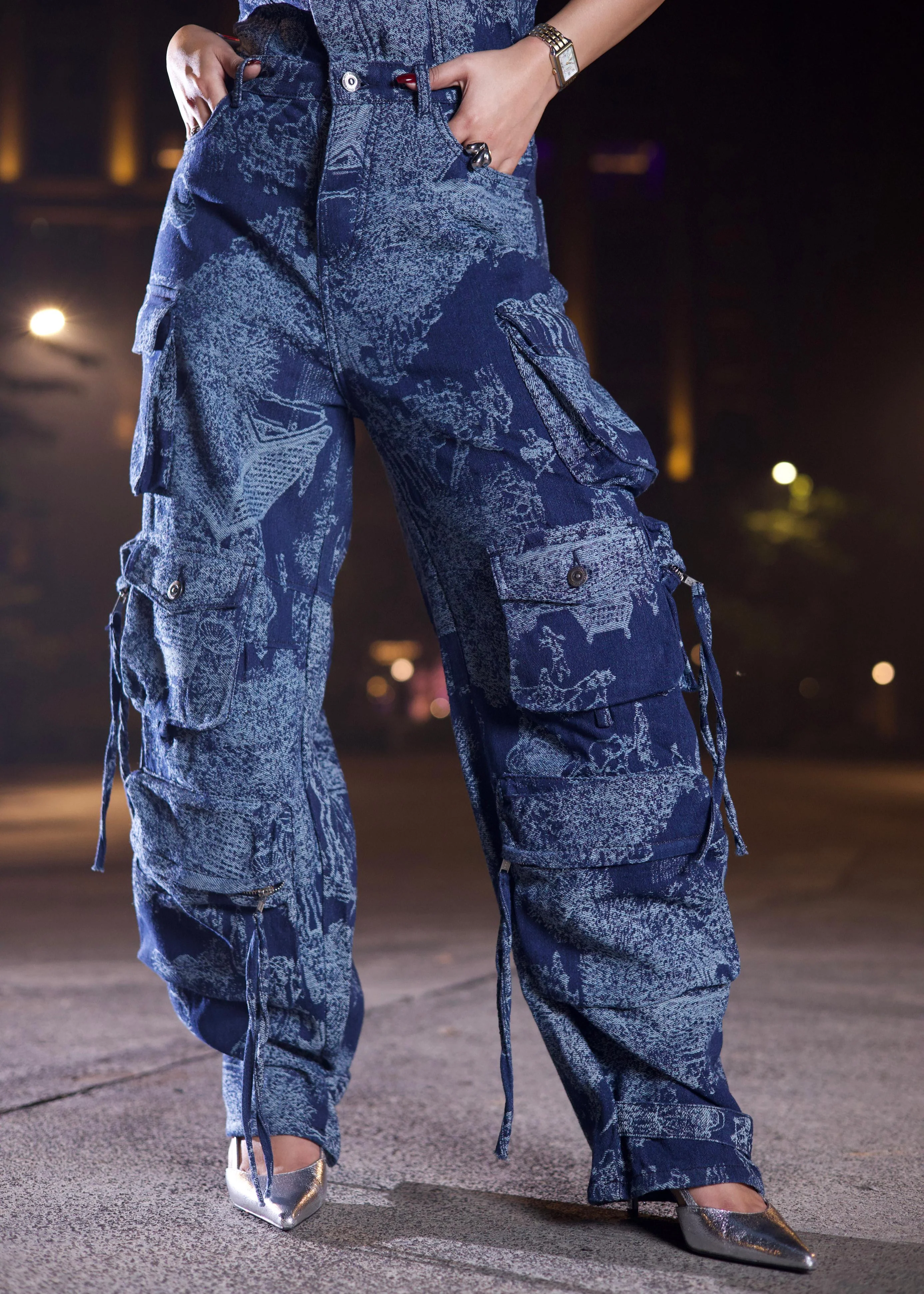 Milan High Street Jacquard Utility Jumpsuit - Image 3