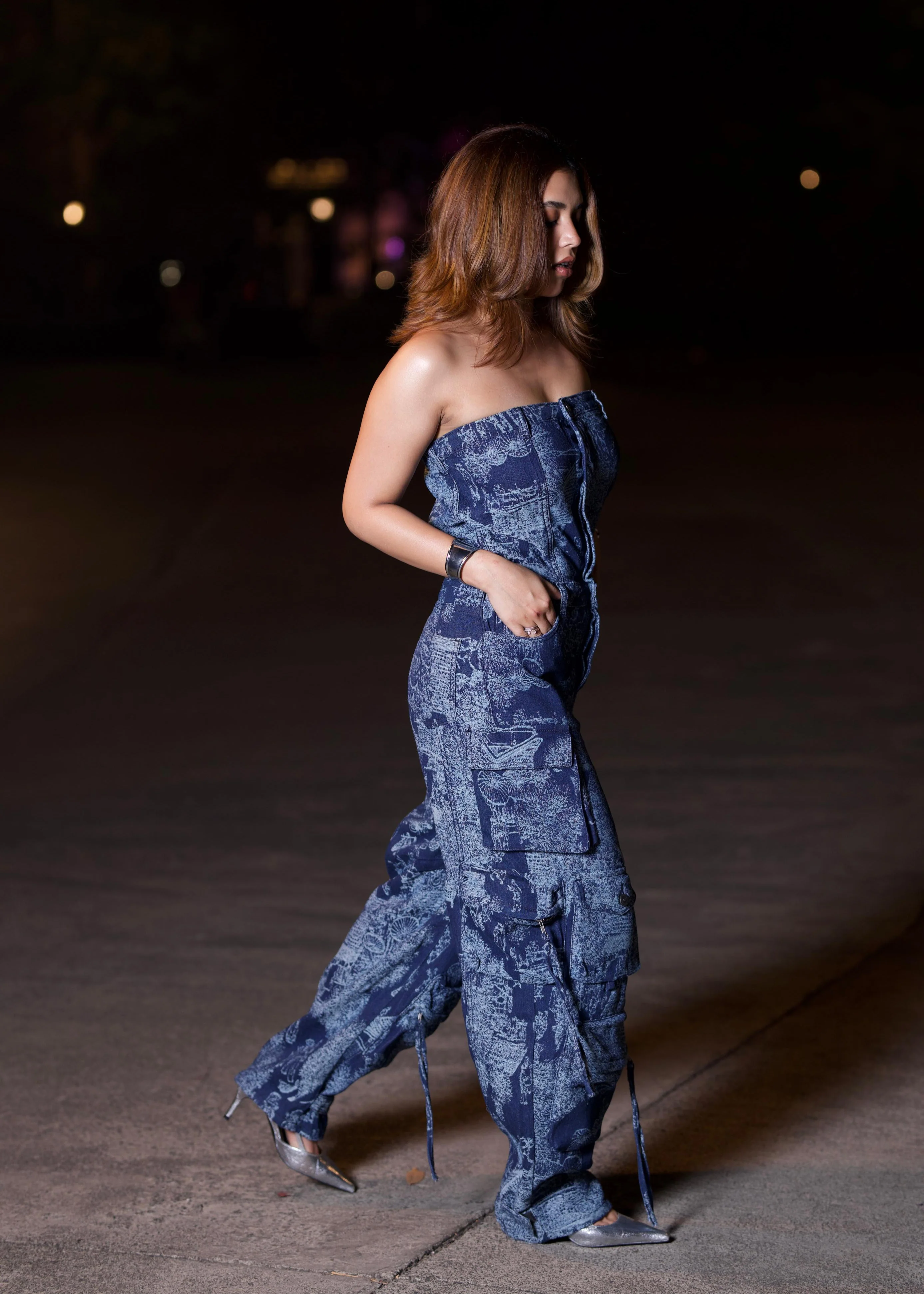 Milan High Street Jacquard Utility Jumpsuit - Image 5