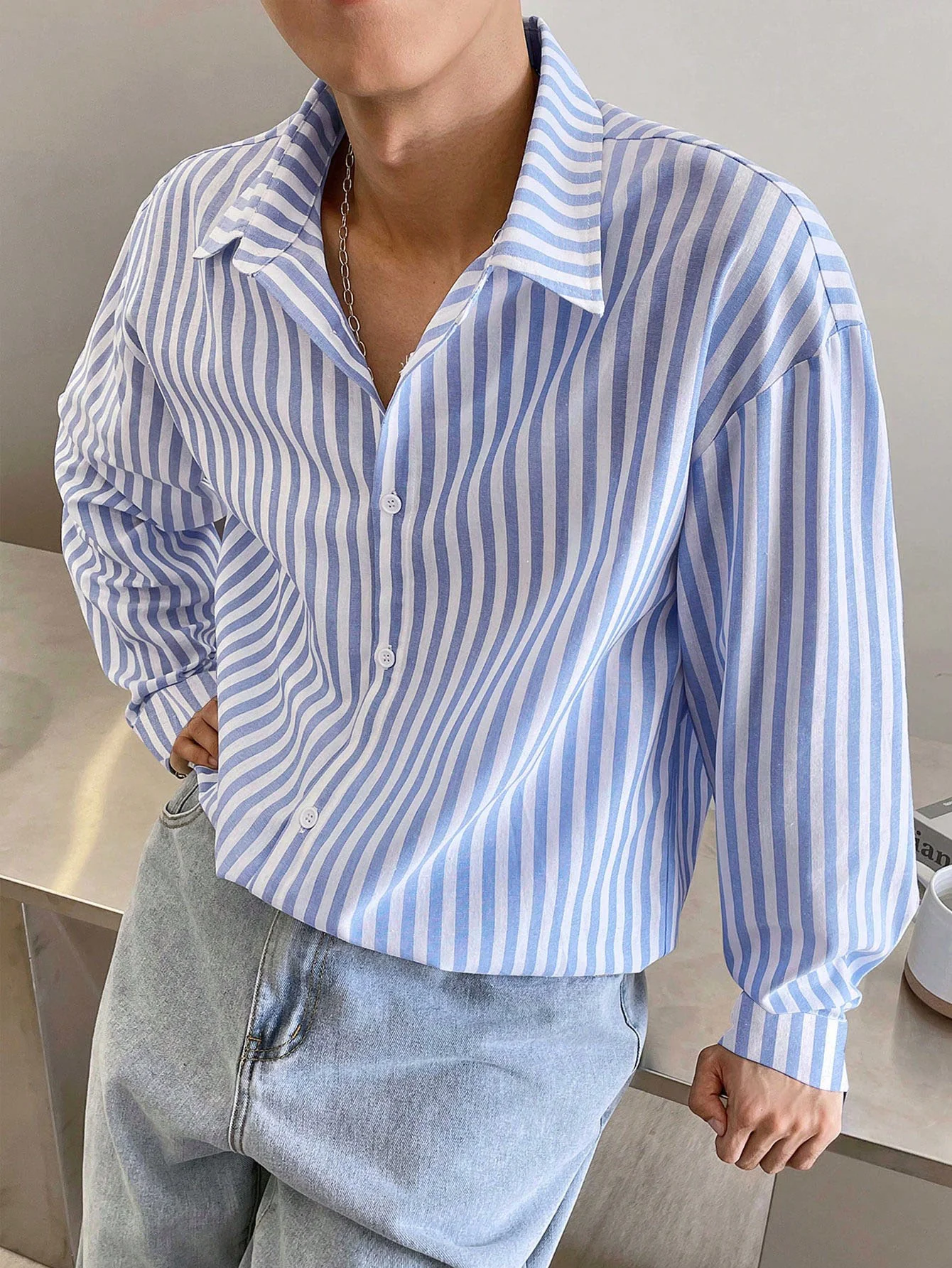 Modern Stripe Collared Shirt - Image 5